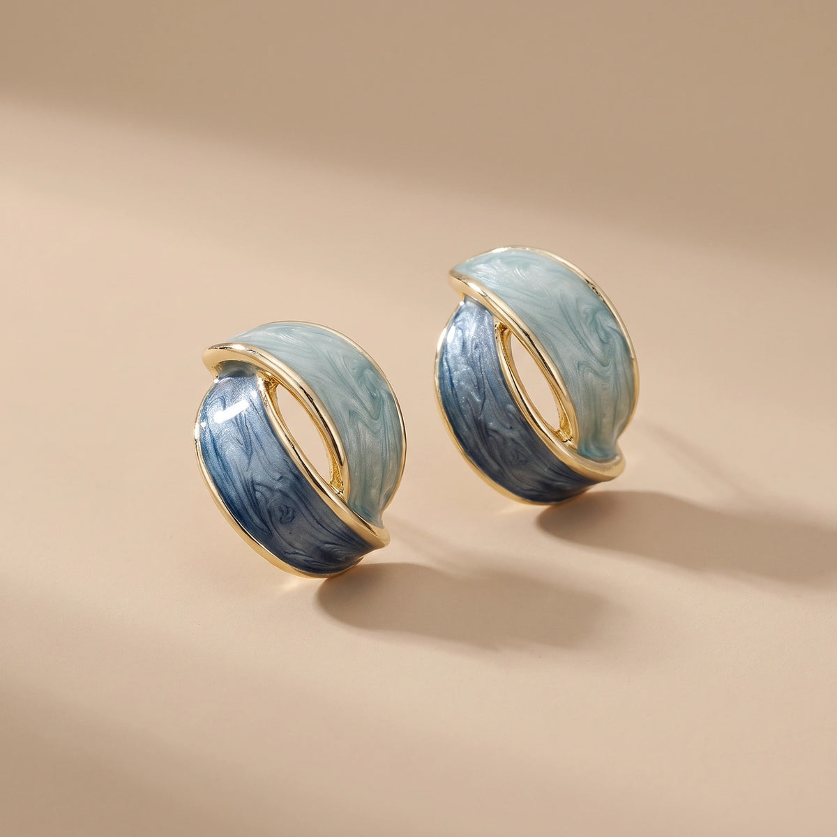 MYKI Blue Gradient Korean Stud Earrings | Enamel Gold Finish (MKERCH799PI-ANT)