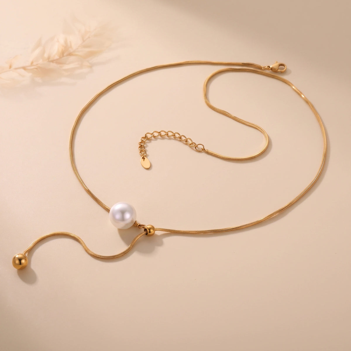 MYKI Fair Pearl & Bead Stainless Steel Necklace (MK801-SSYI)