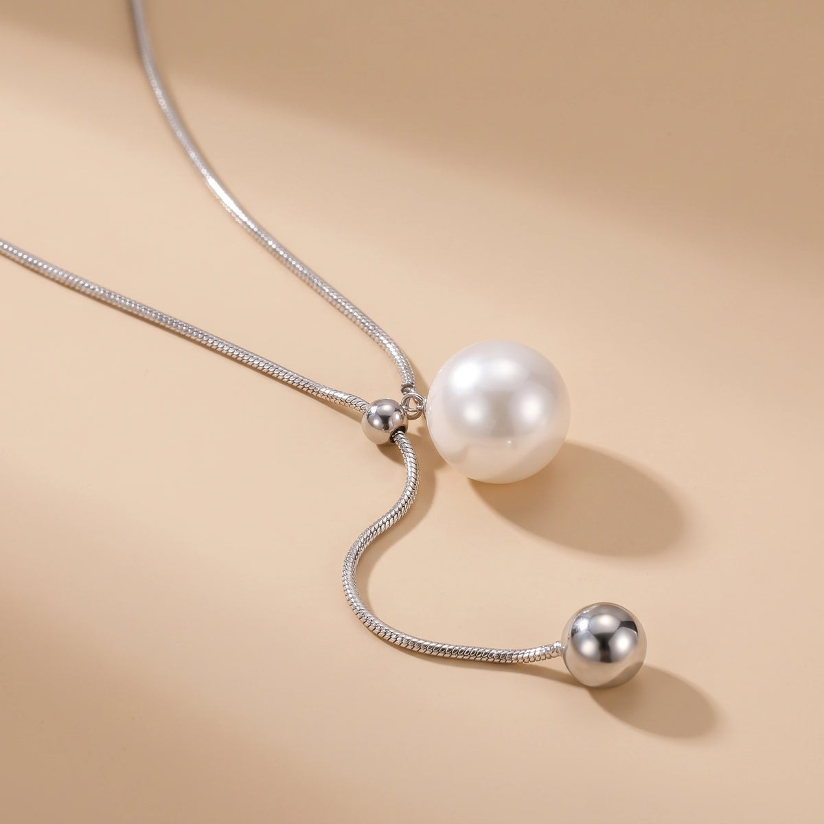 MYKI Fair Pearl & Bead Stainless Steel Necklace (MK801-SSYI)