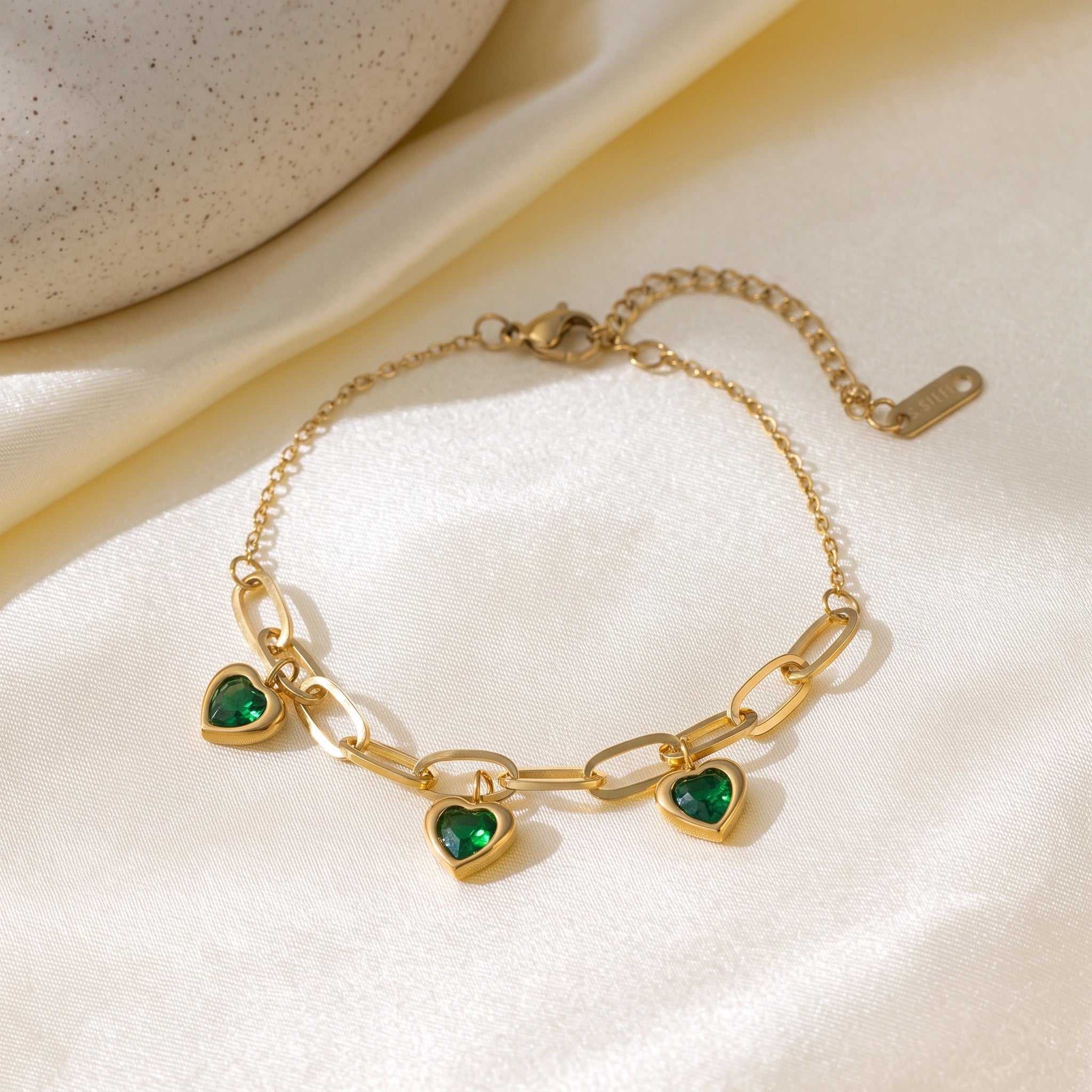 MYKI Gold Plated Heart Dangler Bracelet | Anti-Tarnish(MKBRAD802G-SSYI)