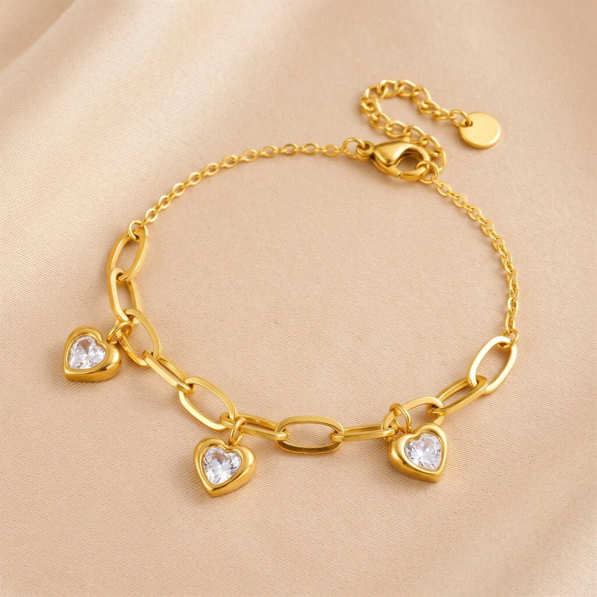 MYKI Gold Plated Heart Dangler Bracelet | Anti-Tarnish(MKBRAD802G-SSYI)
