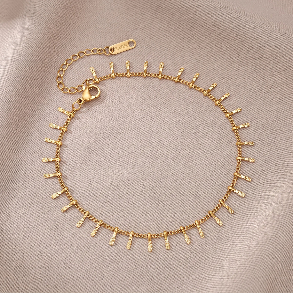 MYKI Gold Plated Textured Dangling Charm Bracelet | Anti-Tarnish(MKBRAD807G-SSYI)