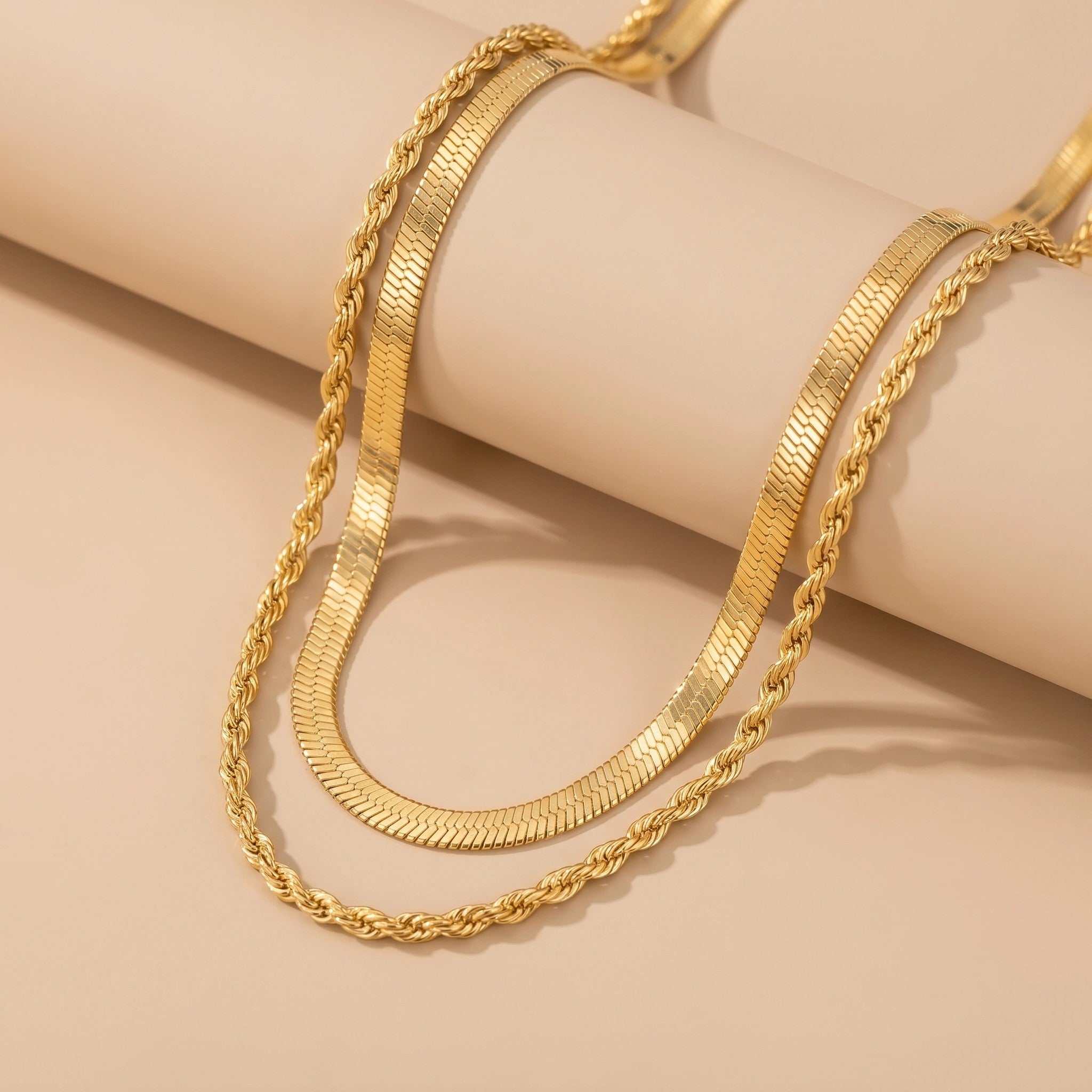 MYKI Anti-Tarnish Twist-Flat Multi-Layer Necklace (MK808-SSYI)