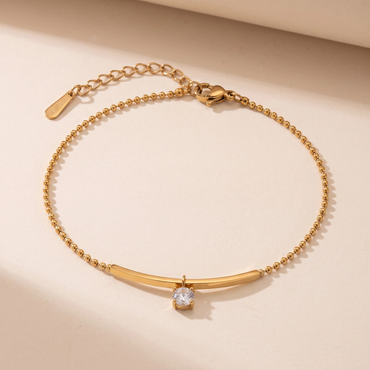 MYKI Gold Plated Dainty Bar & Crystal Charm Bracelet | Anti-Tarnish(MKBRAD808G-SSYI)