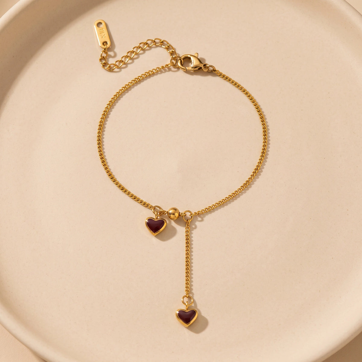 MYKI Gold Plated Dual Heart Charm Bracelet | Anti-Tarnish(MKBRAD812G-SSYI)