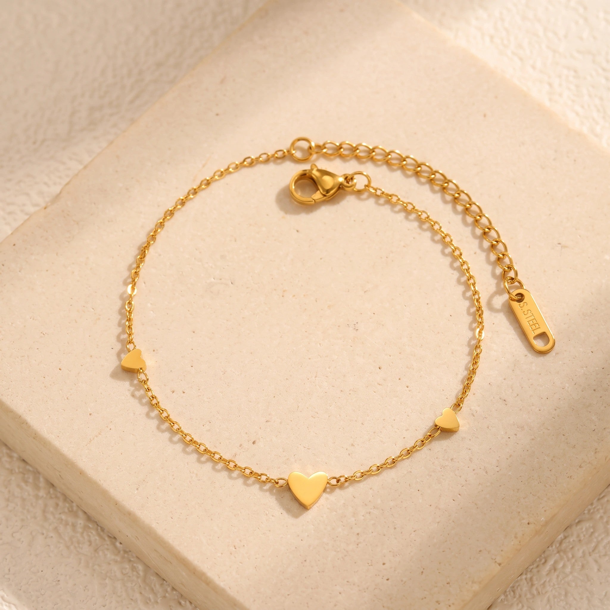 MYKI Gold Plated Triple Heart Minimal Bracelet | Anti-Tarnish(MKBRAD816G-SSYI)