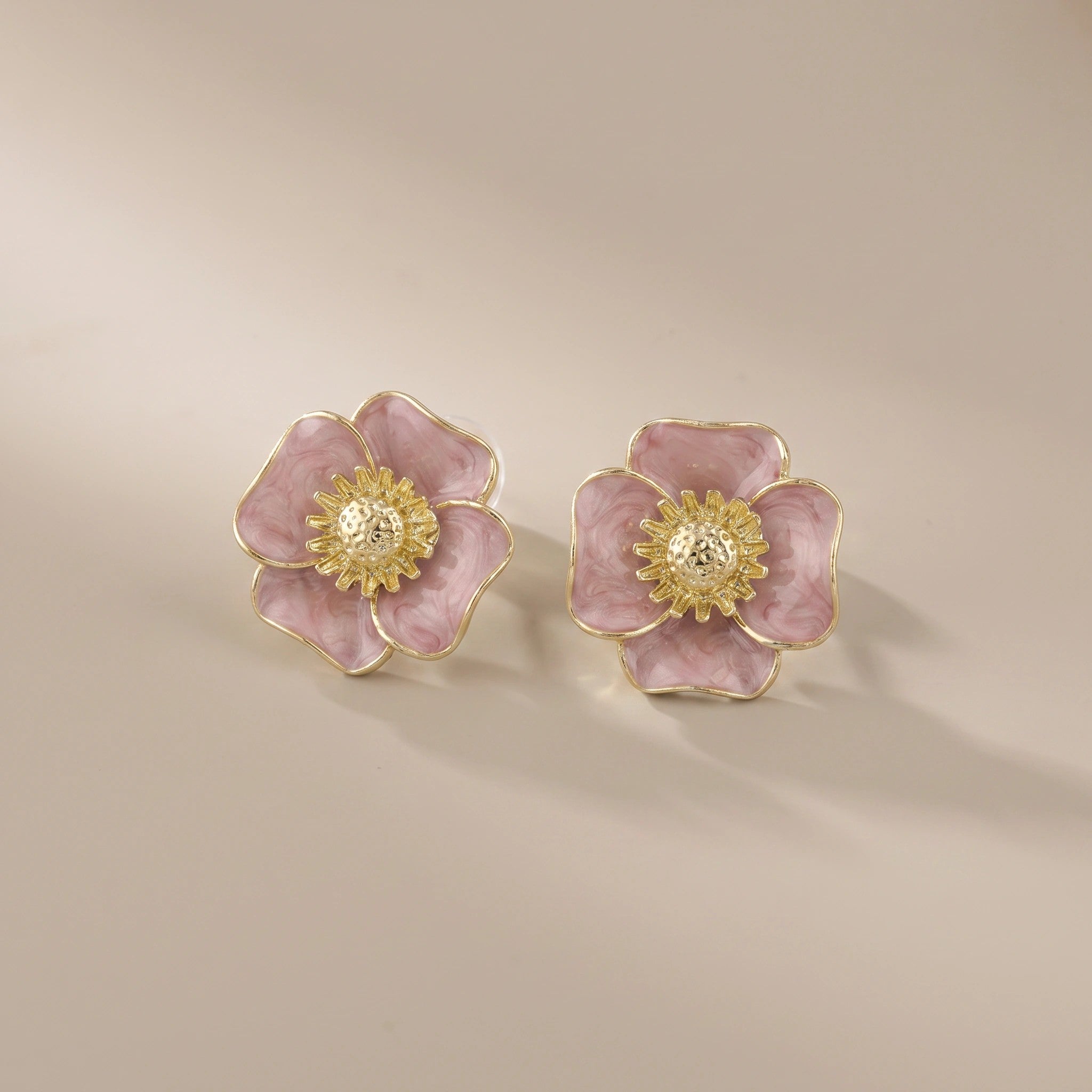 MYKI Pink Floral Korean Stud Earrings | Gold Finish Design (MKERCH816PI-ANT)