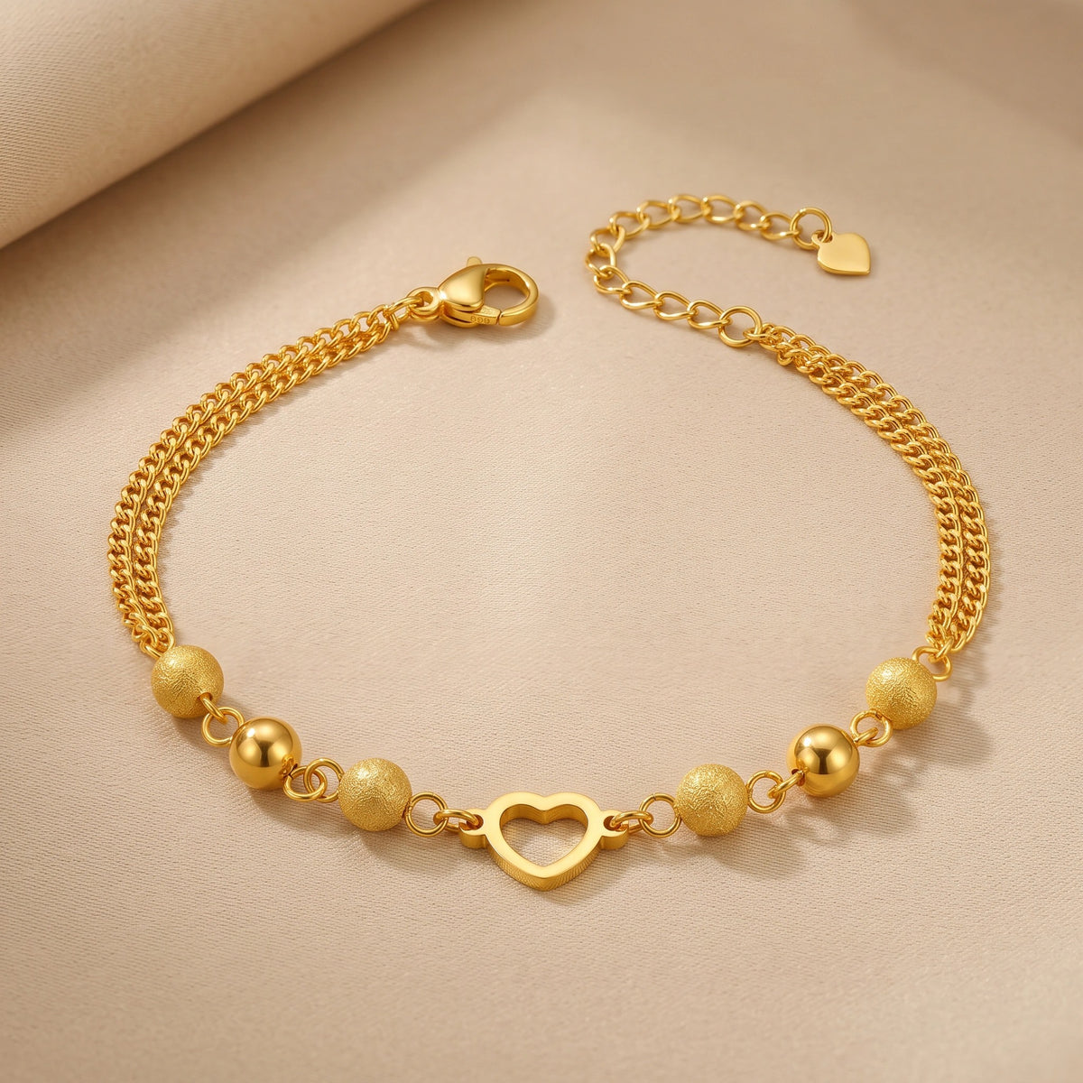 MYKI Gold Plated Open Heart Bead Bracelet | Anti-Tarnish(MKBRAD818G-SSYI)