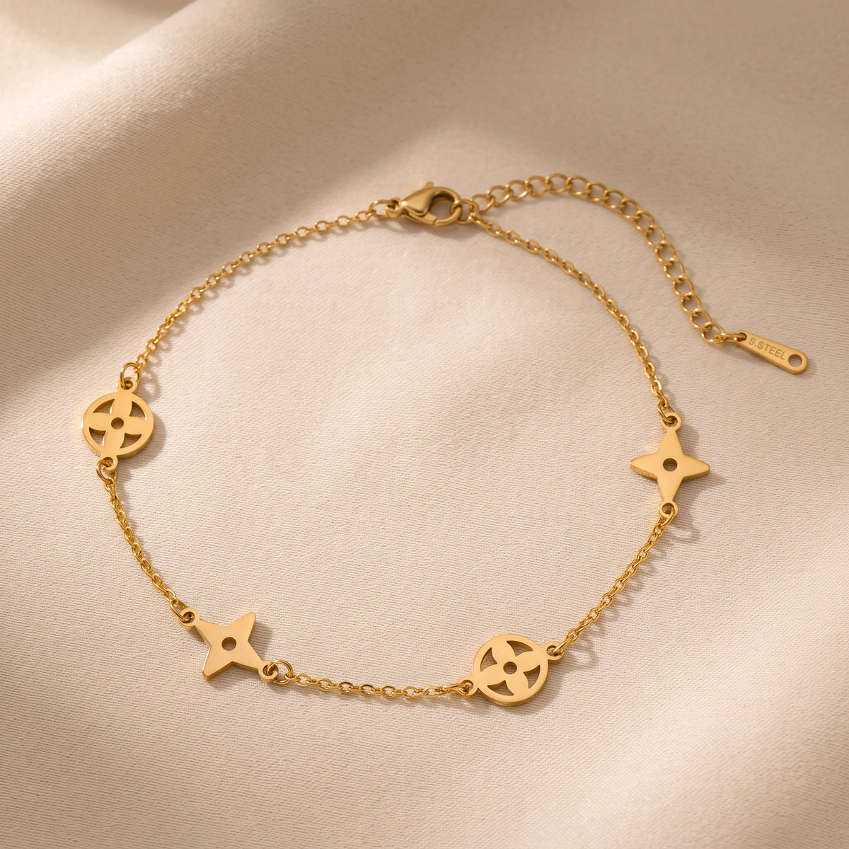 MYKI Gold Plated Multi Shape Charm Bracelet | Anti-Tarnish(MKBRAD824G-SSYI)
