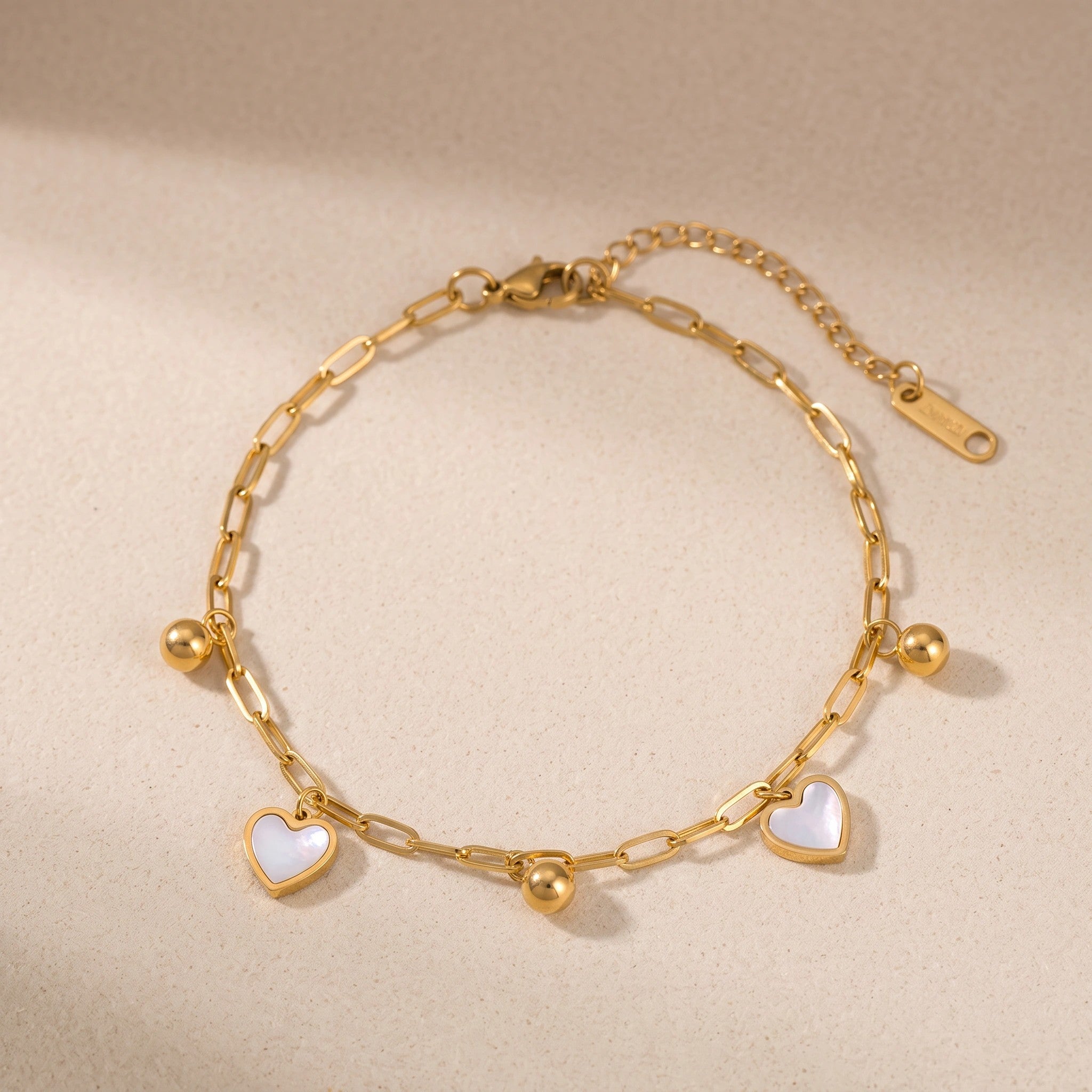 MYKI Gold-Plated Heart Charm Bracelet with Anti-Tarnish Finish(MKBRAD825G-SSYI)