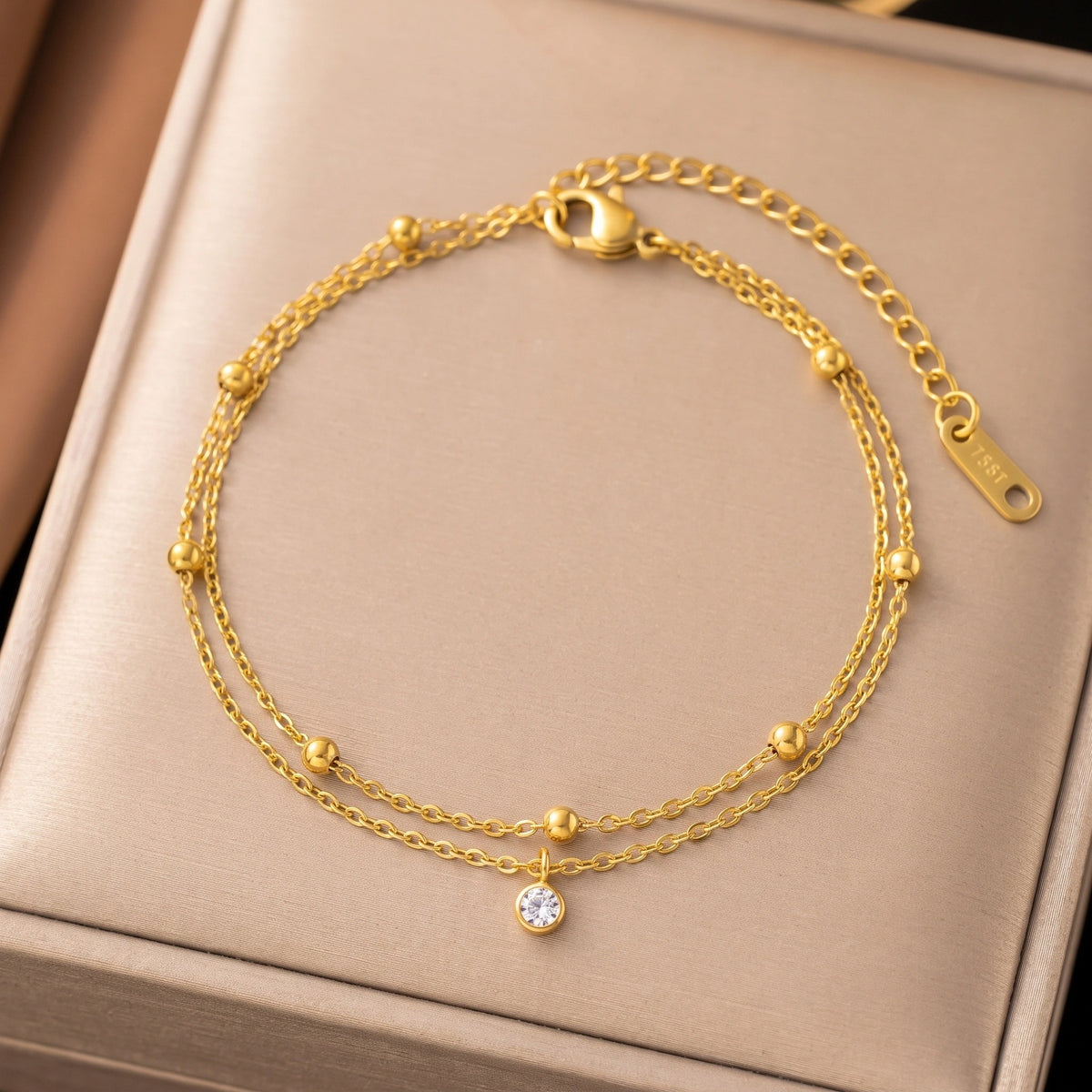 MYKI Gold-Plated Dainty Crystal Bead Bracelet(MKBRAD831G-SSYI)