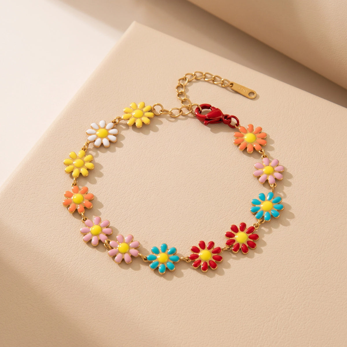 MYKI Gold-Plated Colorful Enamel Flower Bracelet(MKBRAD851G-SSYI)