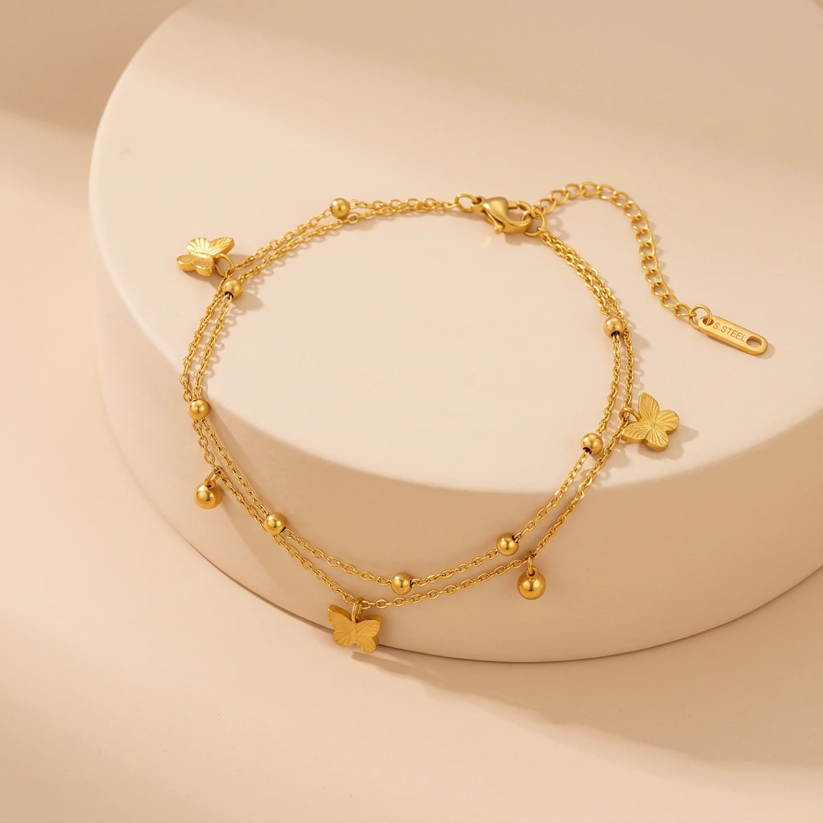 MYKI Gold-Plated Butterfly Charm Layered Bracelet(MKBRAD852G-SSYI)