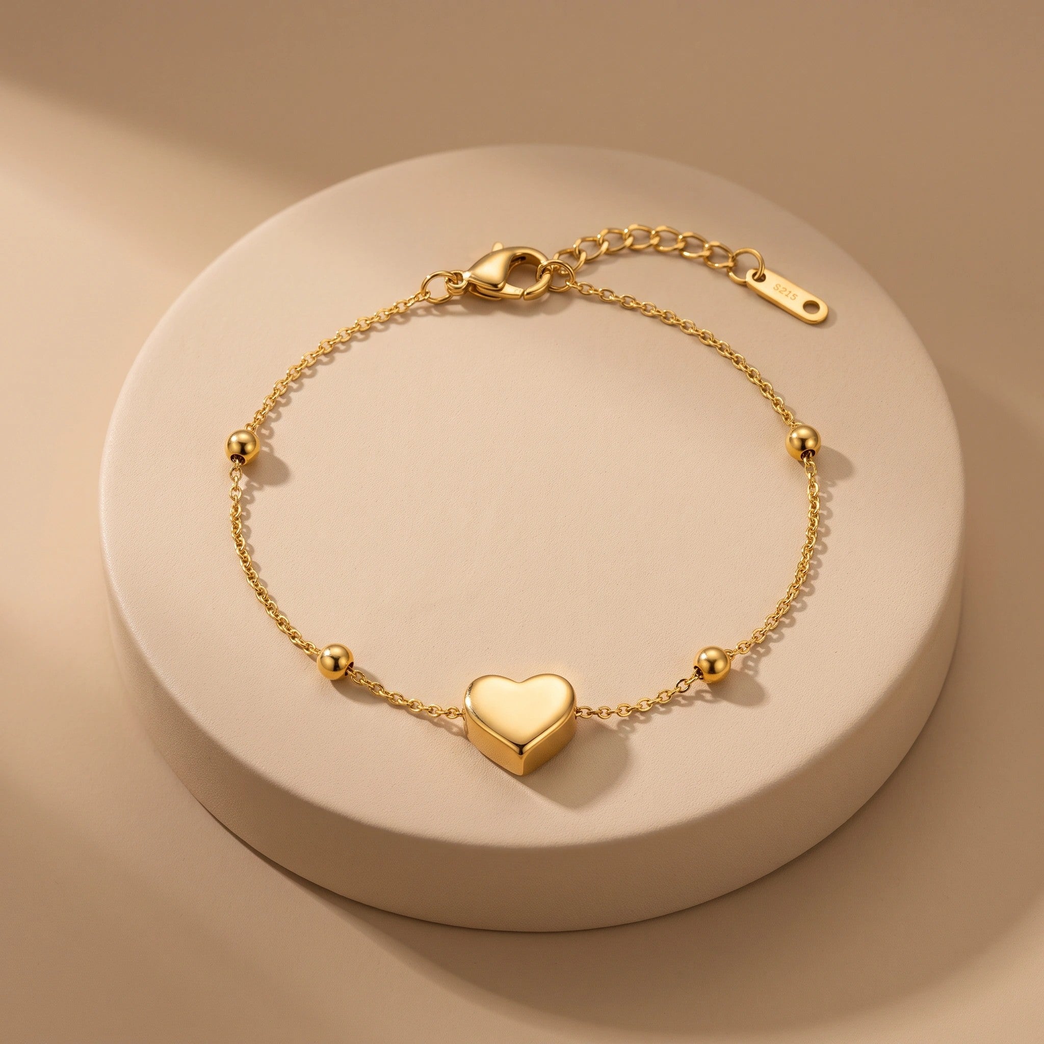 MYKI Gold-Plated Puffy Heart Charm Bracelet(MKBRAD861G-SSYI)