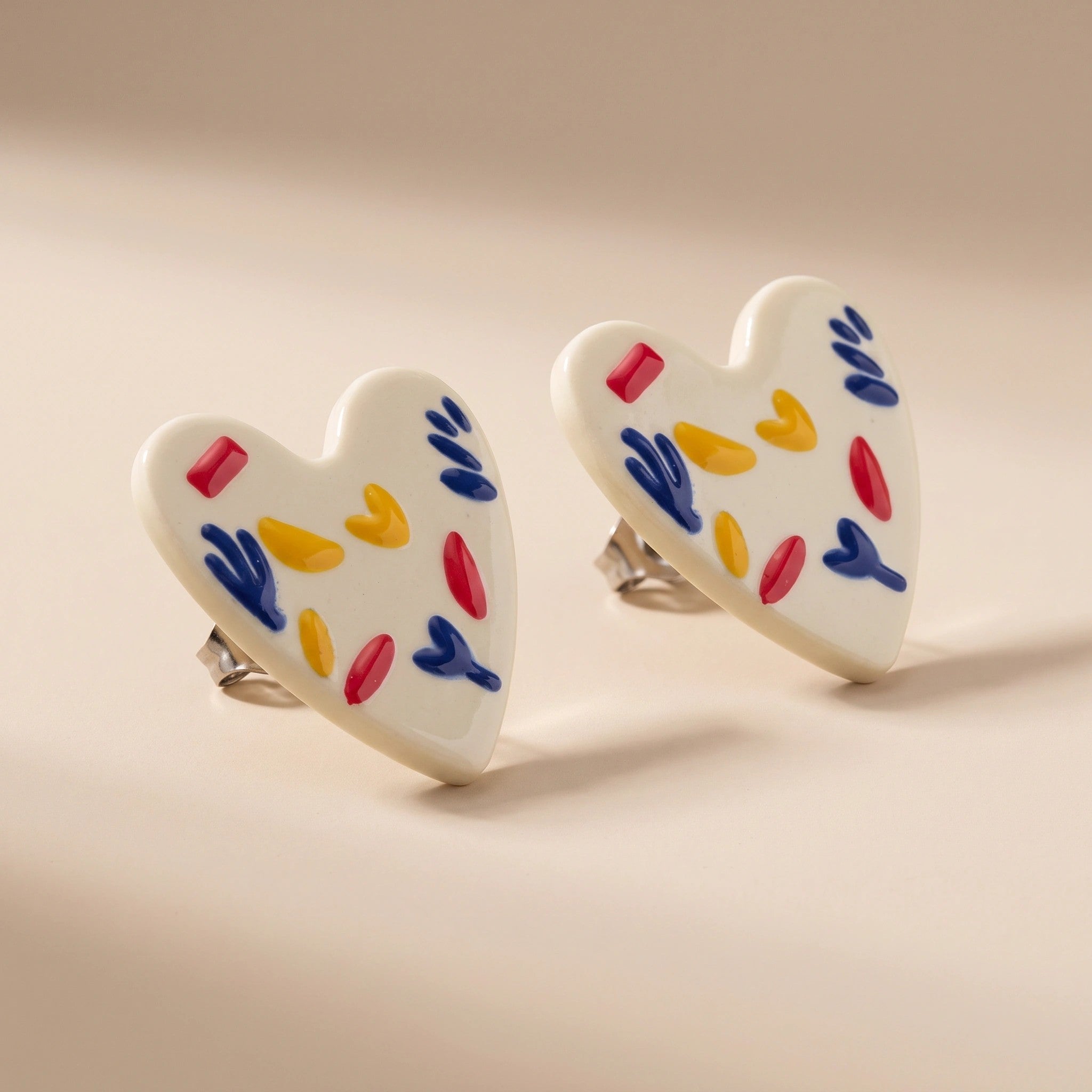 MYKI Colorful Heart Stud Korean Earrings | Artistic Enamel Design (MKERCH866CP-ANT)