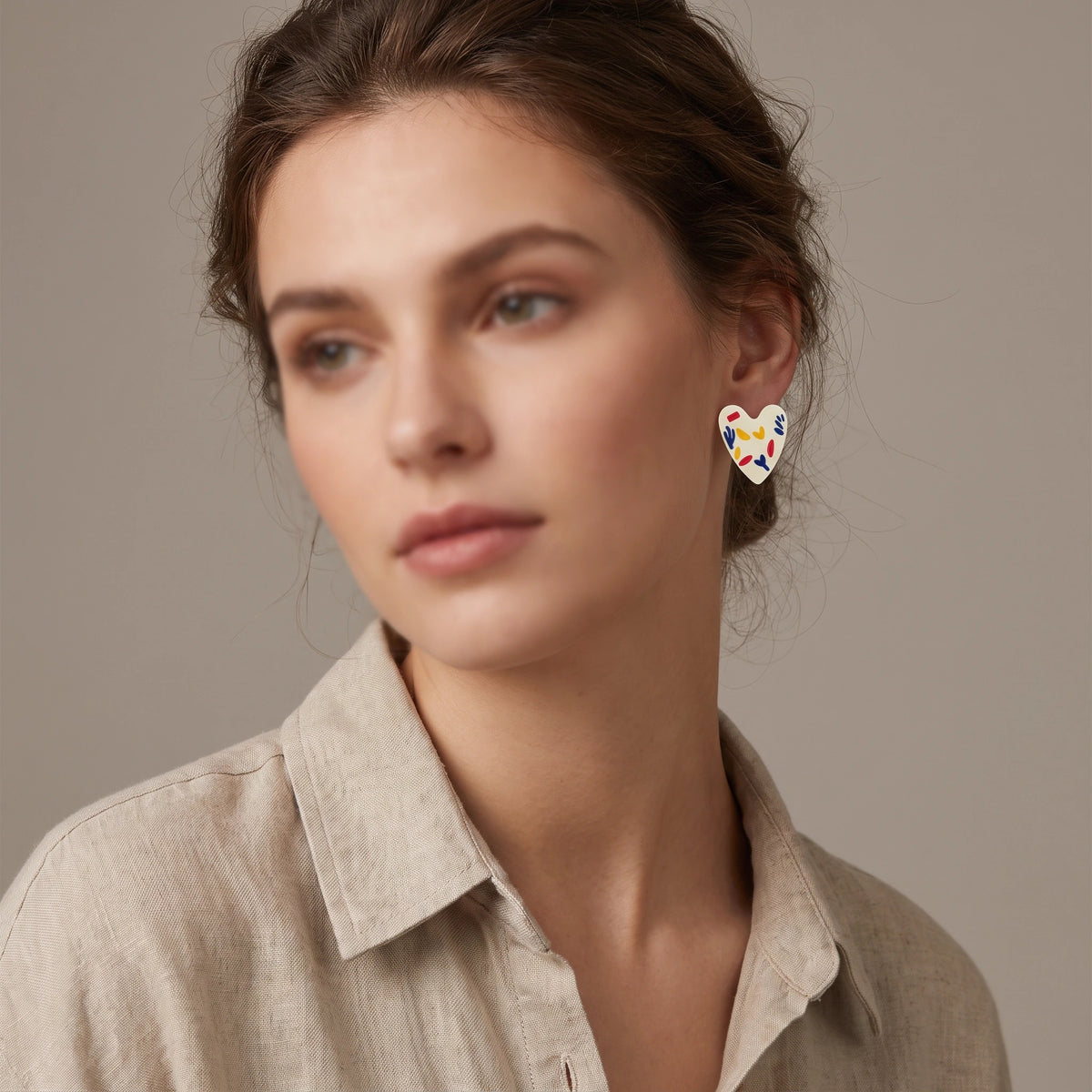 MYKI Colorful Heart Stud Korean Earrings | Artistic Enamel Design (MKERCH866CP-ANT)