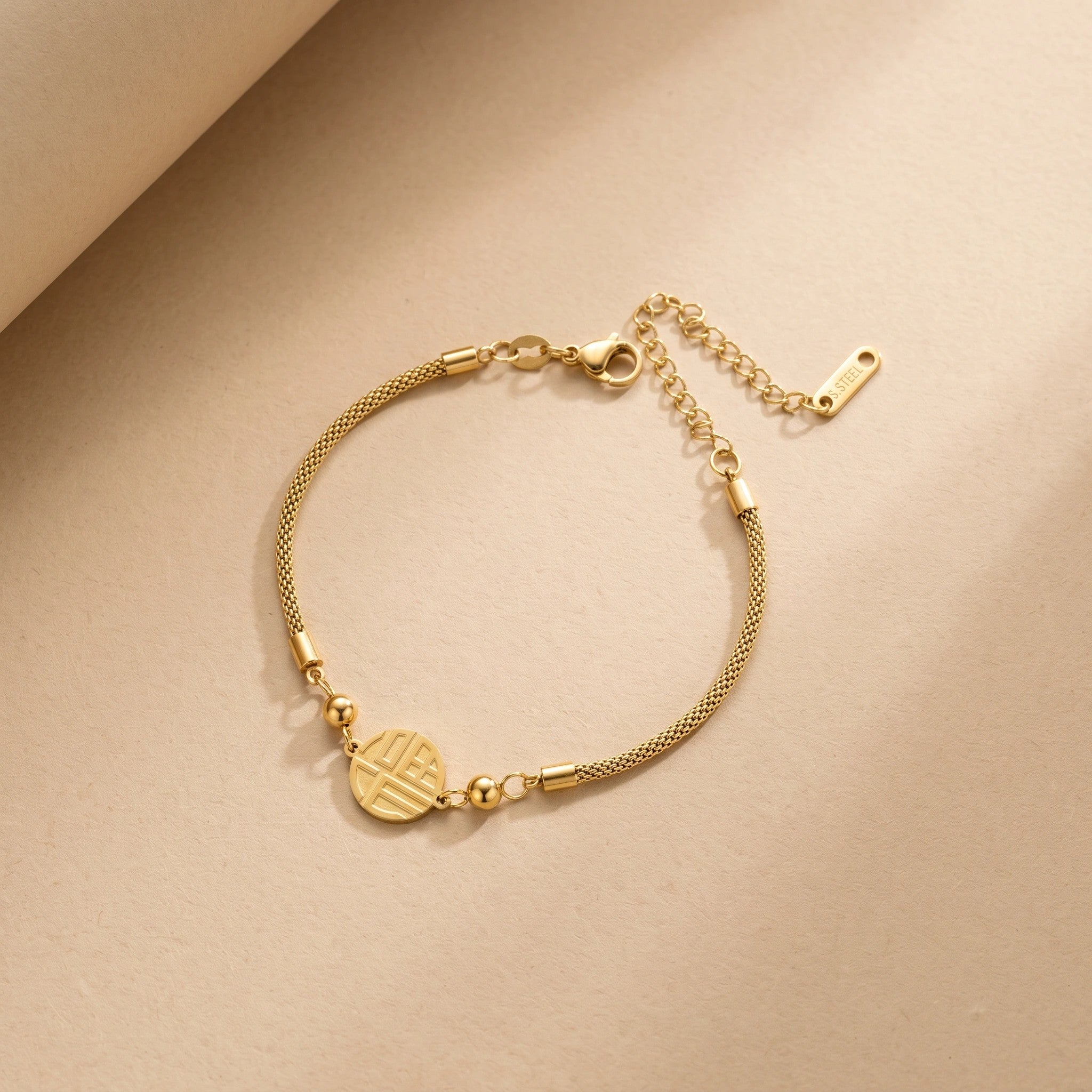 MYKI Gold-Plated Oriental Symbol Bracelet – Lucky Harmony Theme| MYKI(MKBRAD871G-SSYI)