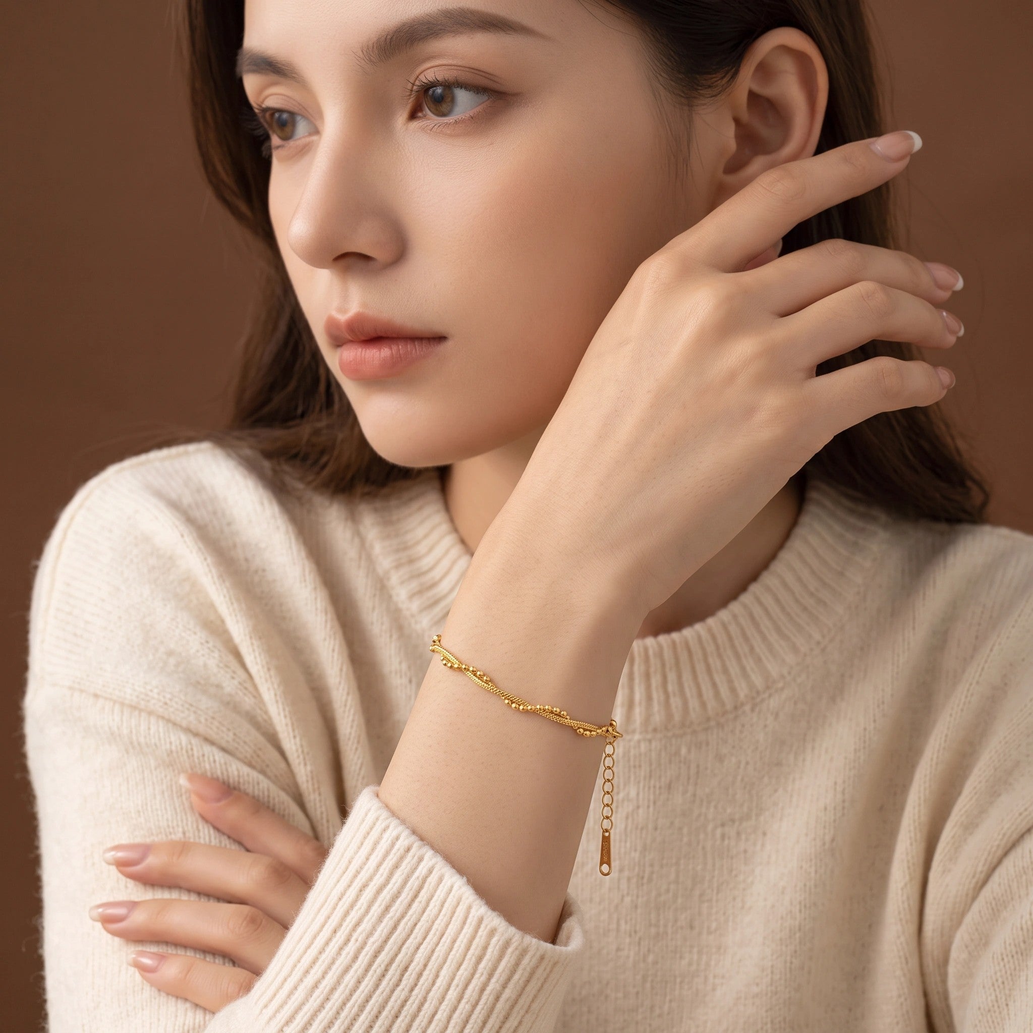 MYKI Gold Plated Dainty Bracelet with Charms | MYKI(MKBRAD873G-SSYI)