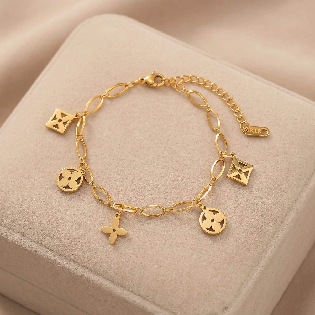 MYKI Gold-Plated Geometric Shapes Charm Bracelet – Modern Symbol Theme| MYKI(MKBRAD874G-SSYI)