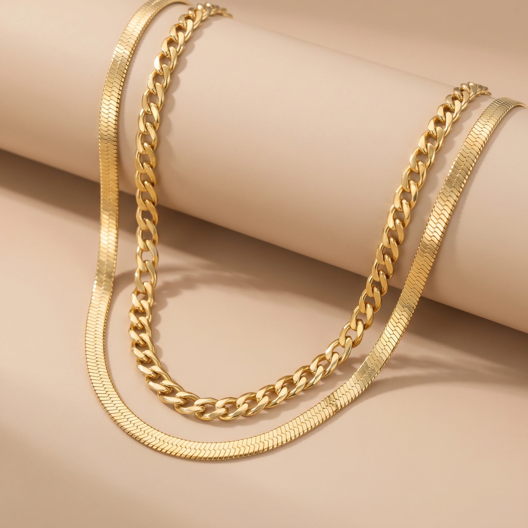 MYKI Layered Premium Plated Dual Chain Necklace (MK893-SSYI)