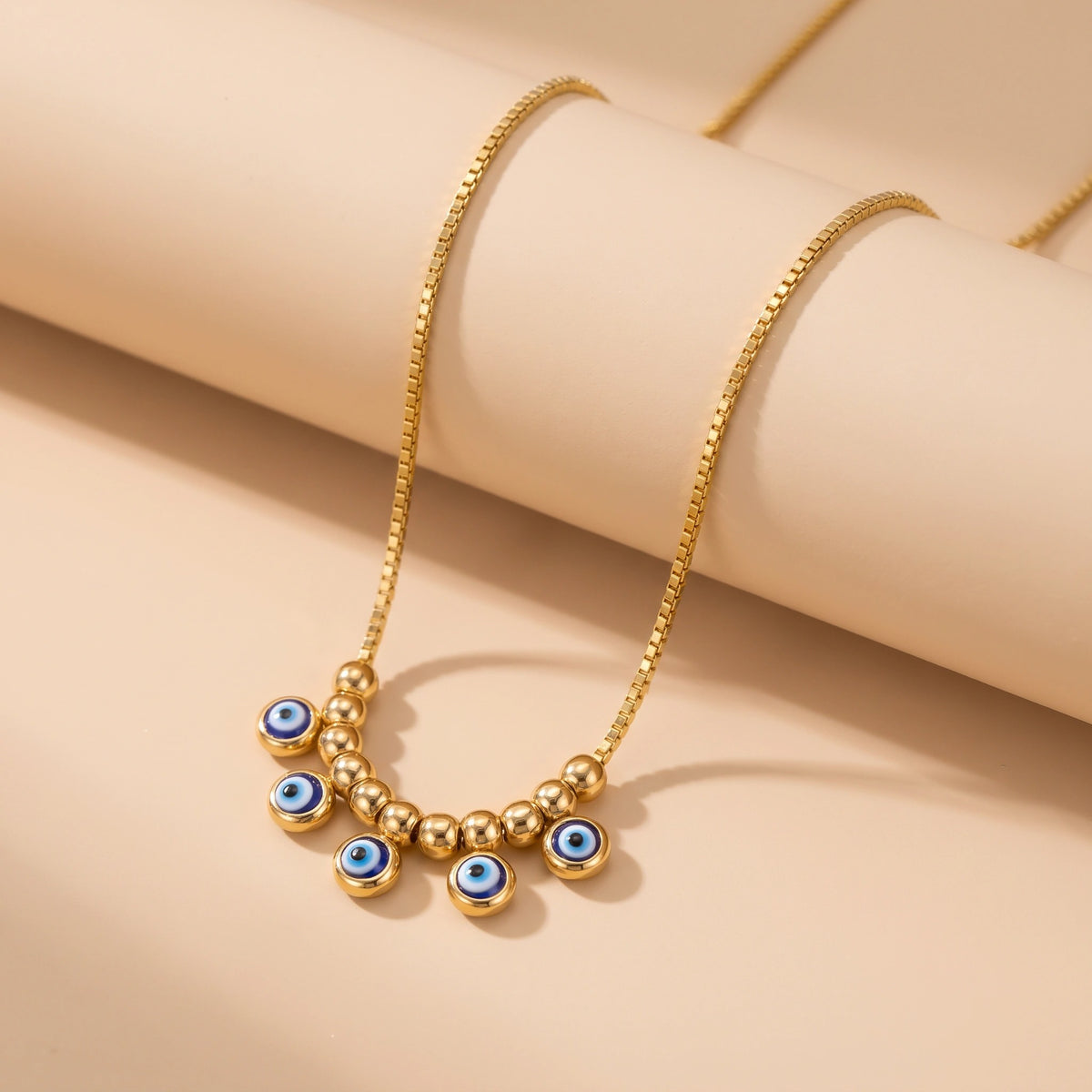 MYKI Gold-Plated Evil Eye Beaded Necklace (MK896G-SSYI)