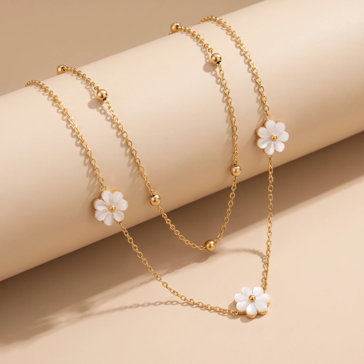 MYKI Gold-Plated Floral Charm Double Layer Necklace (MK899G-SSYI)