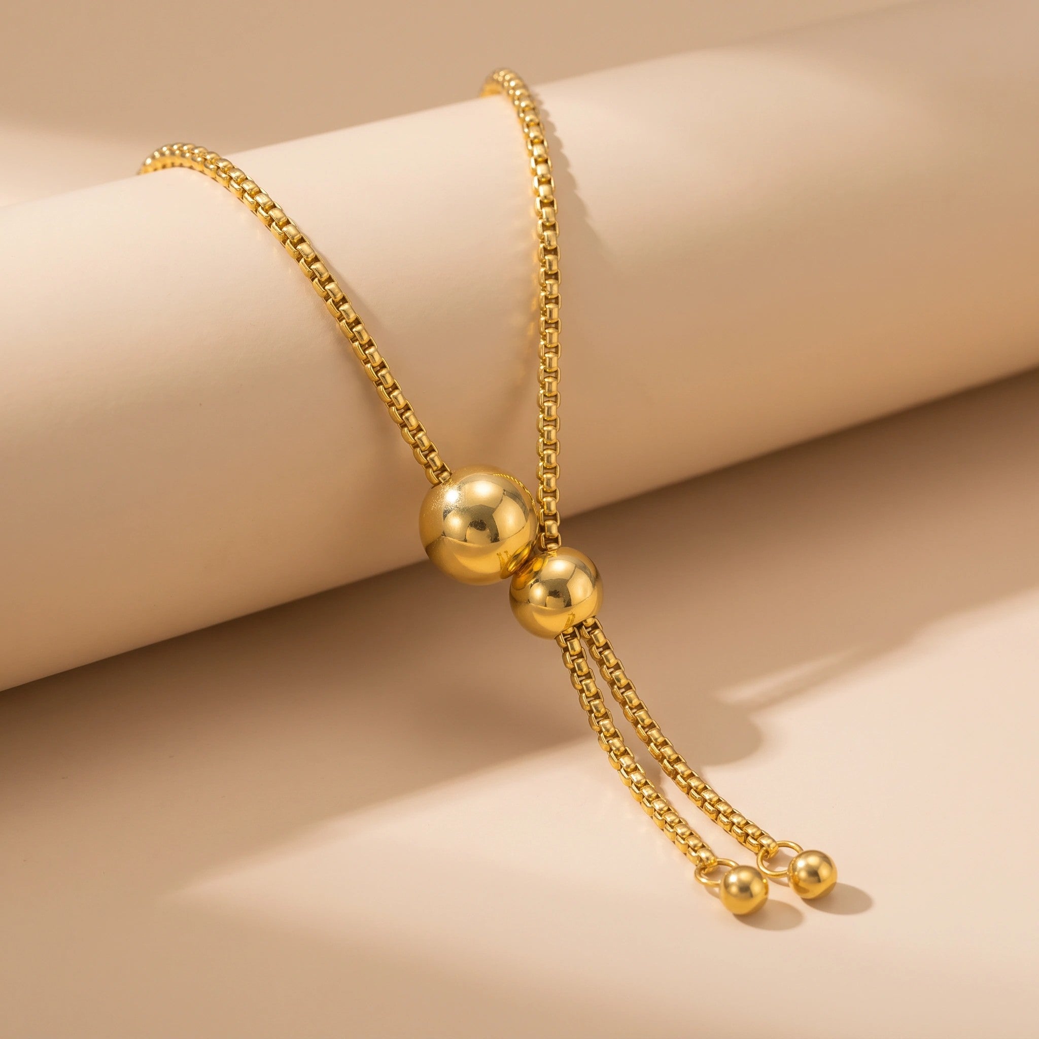 MYKI Gold-Plated Double Bead Drop Pendant Necklace (MK901G-SSYI)