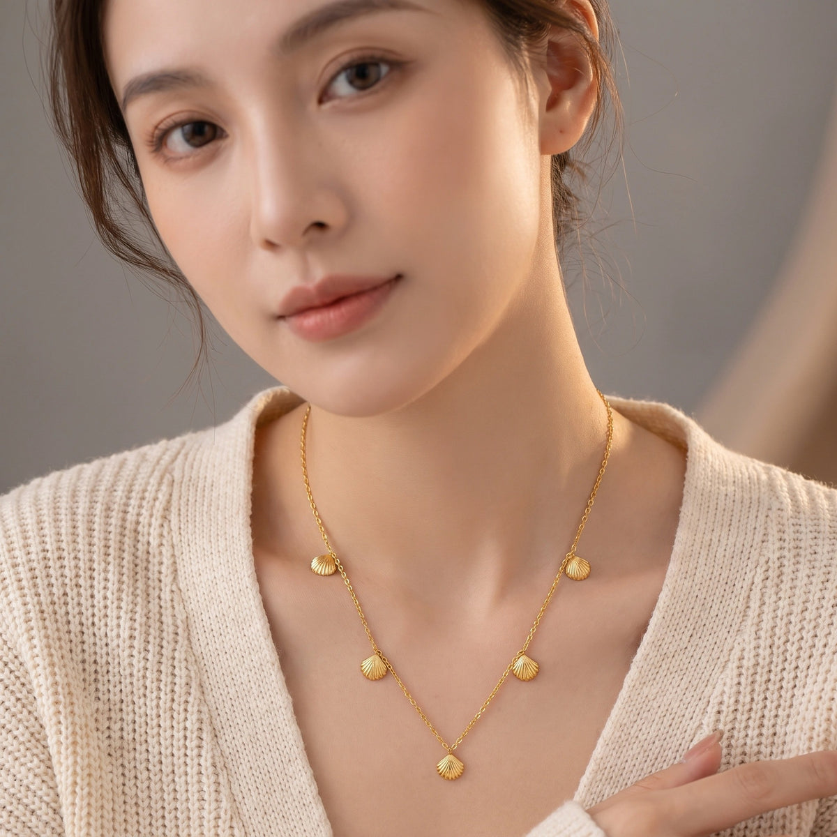 MYKI Gold-Plated Shell Charm Necklace (MK902G-SSYI)