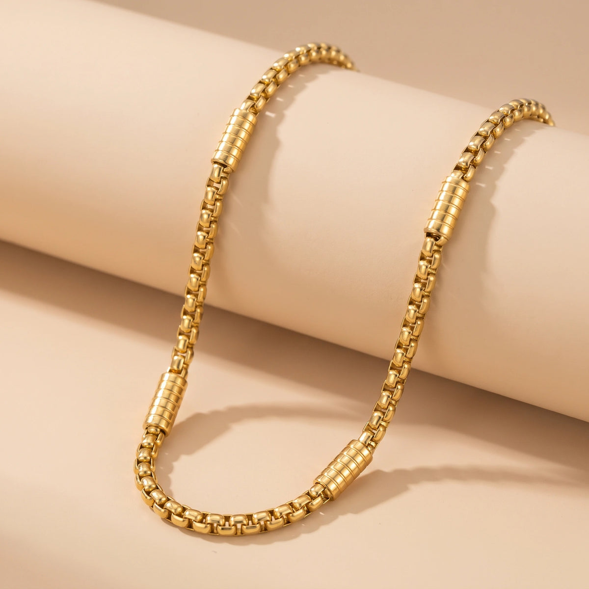 MYKI Textured Gold-Plated Box Chain Necklace (MK911G-SSYI)