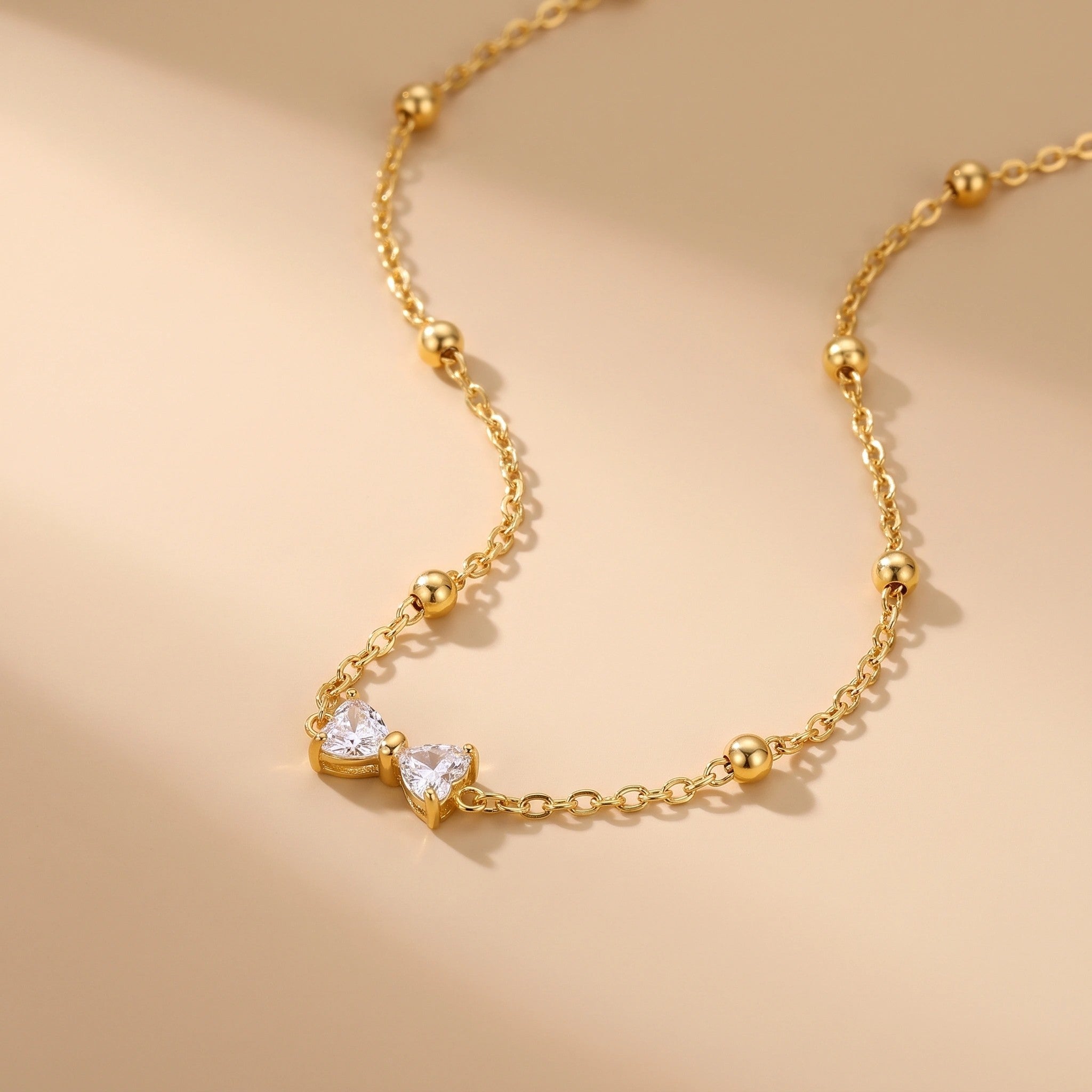 MYKI Delicate Bow Gold Necklace with Crystals (MK914G-SSYI)