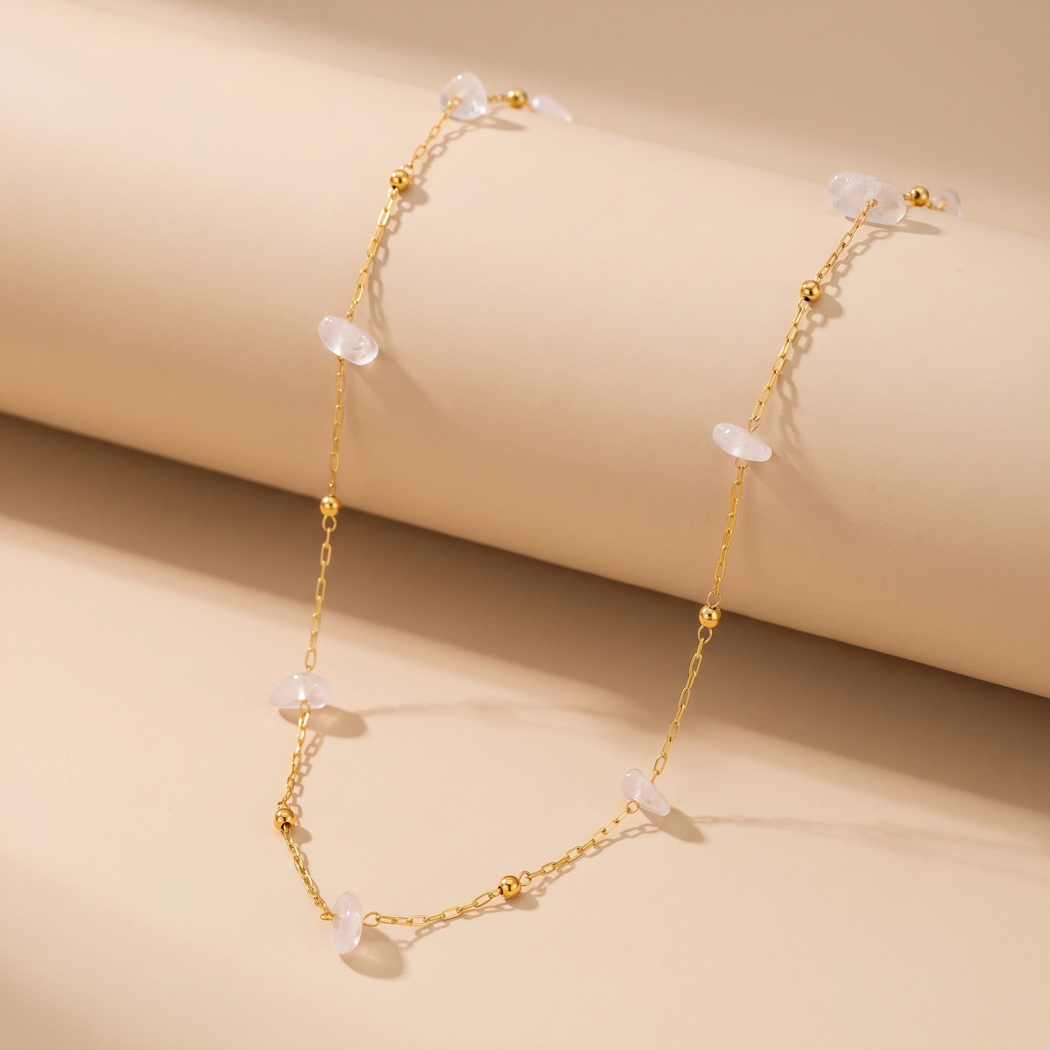 MYKI Minimal White Bead Gold Necklace (MK915G-SSYI)