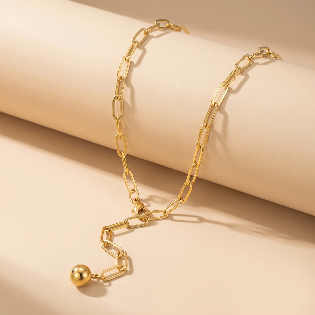 MYKI Paperclip Gold Necklace with Drop Bead (MK916G-SSYI)