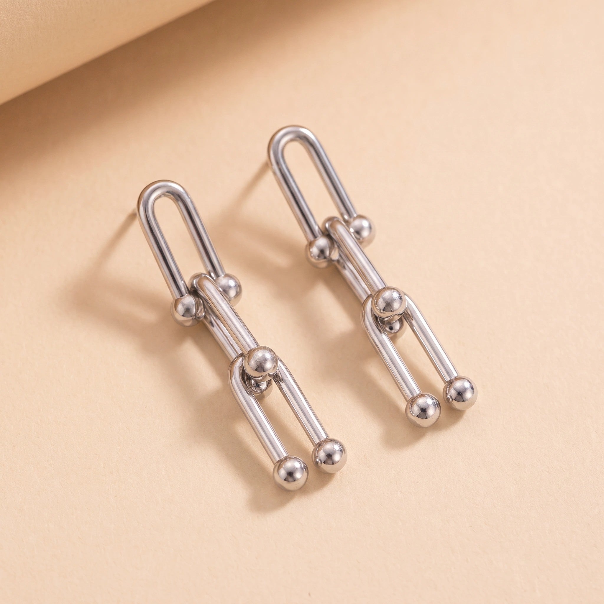 MYKI Geometric Anti-Tarnish Long Dangle Earrings (MKERCH927-SSYI)