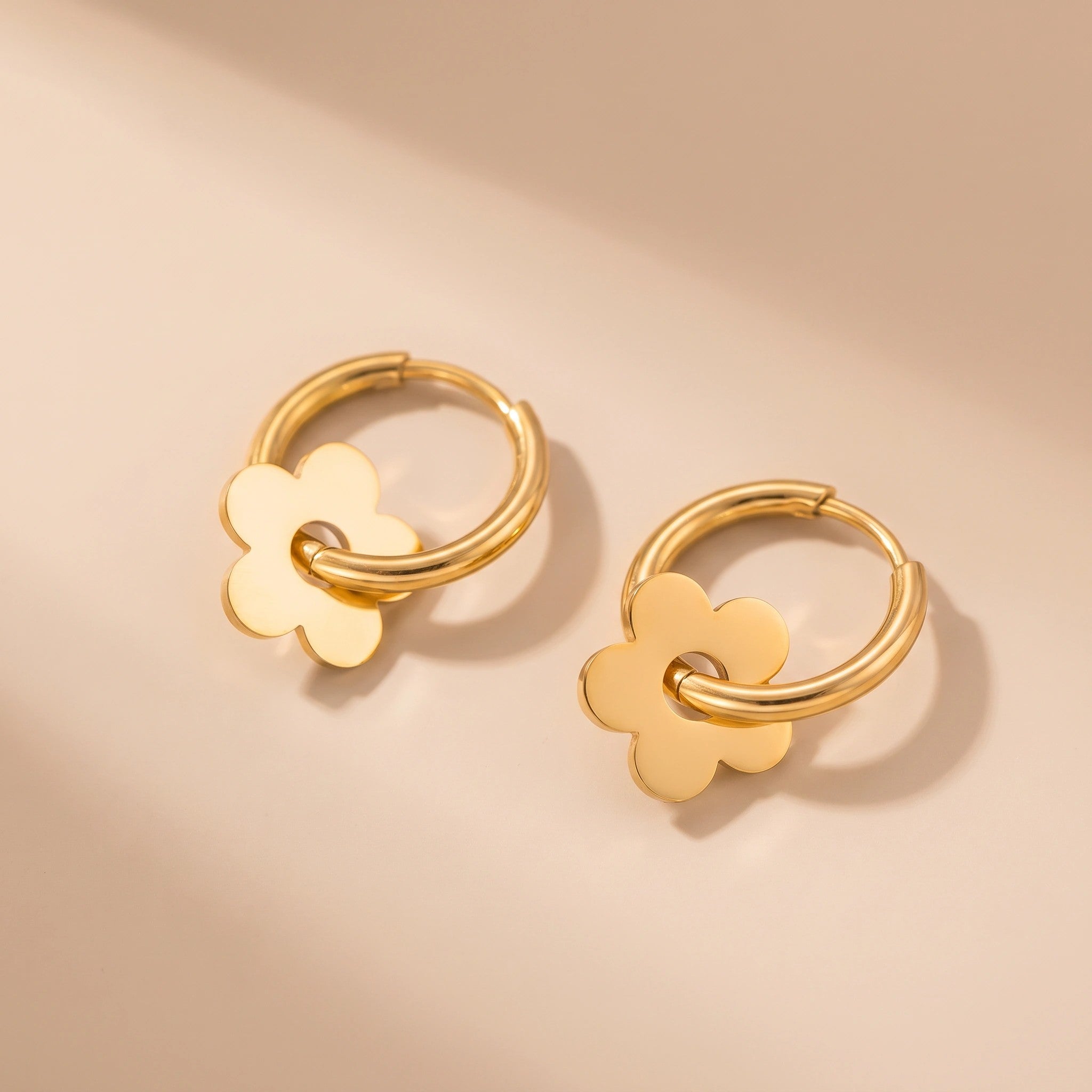 MYKI Gold Plated Floral Hoop Anti-Tarnish Earrings (MKERCH930G-SSYI)