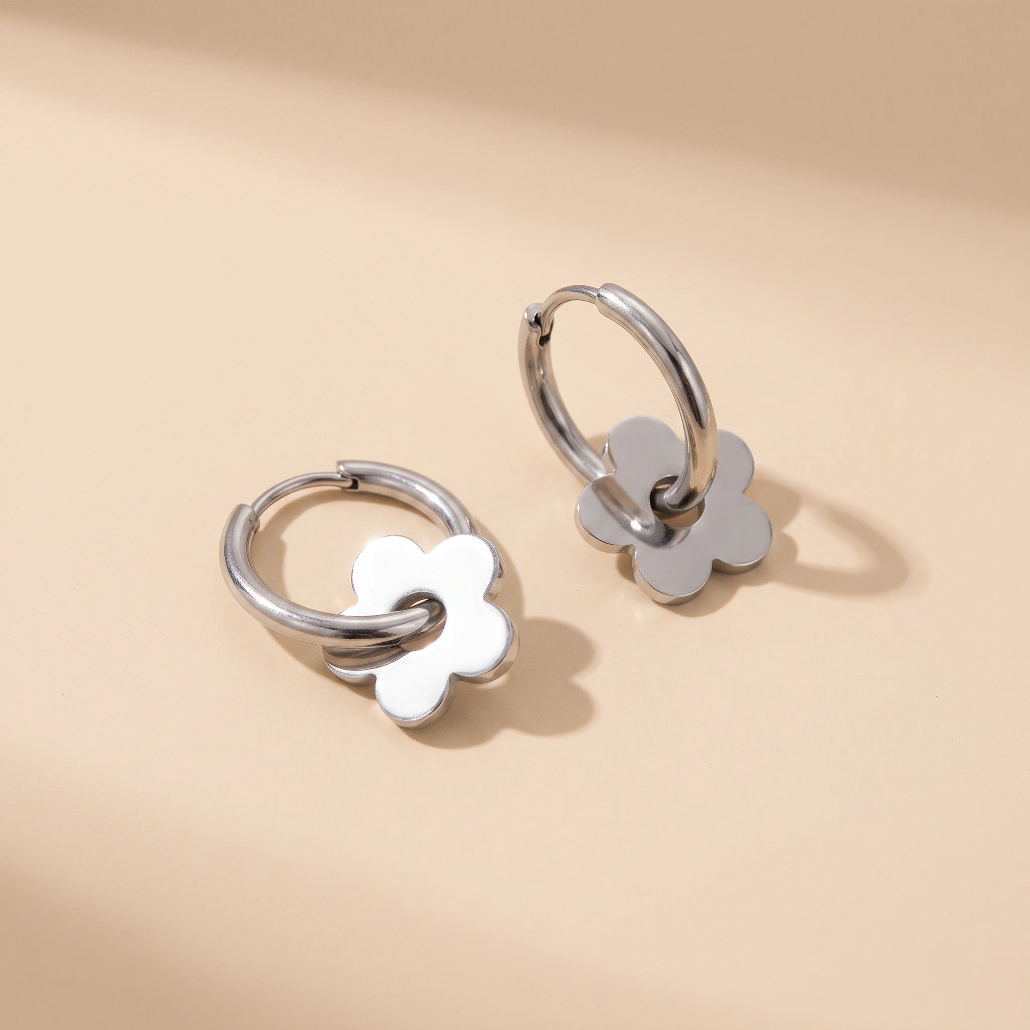 MYKI Silver Floral Hoop Anti-Tarnish Earrings (MKERCH931S-SSYI)