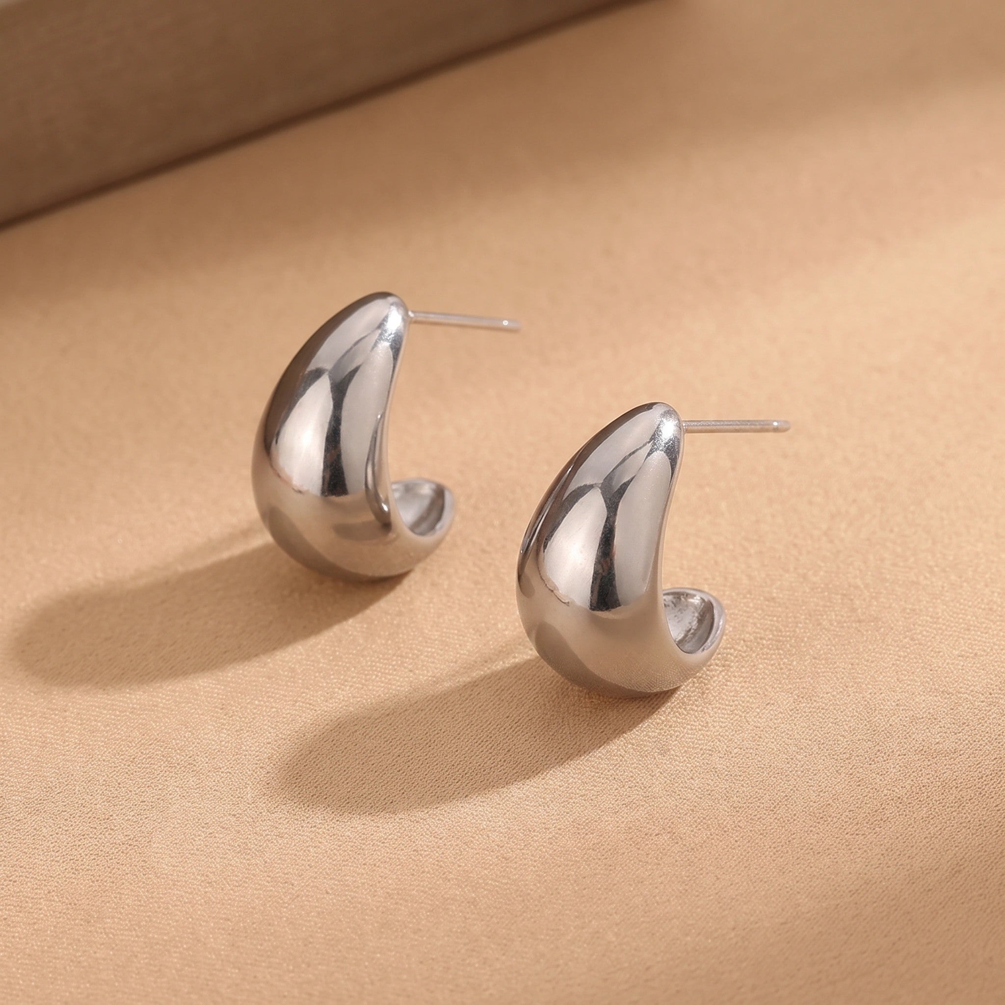 MYKI Sculptural Bean Anti-Tarnish Stud Earrings (MKERCH941-SSYI)