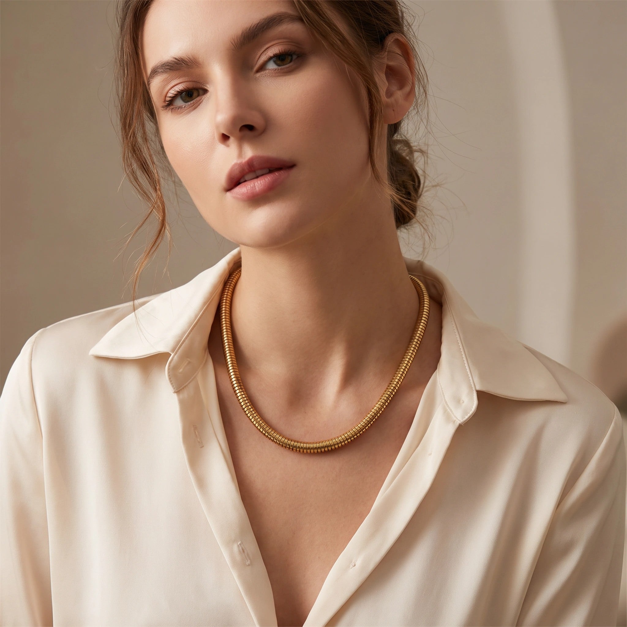 MYKI Anti-Tarnish Gold Snake Chain Necklace (MK942G-SSYI)