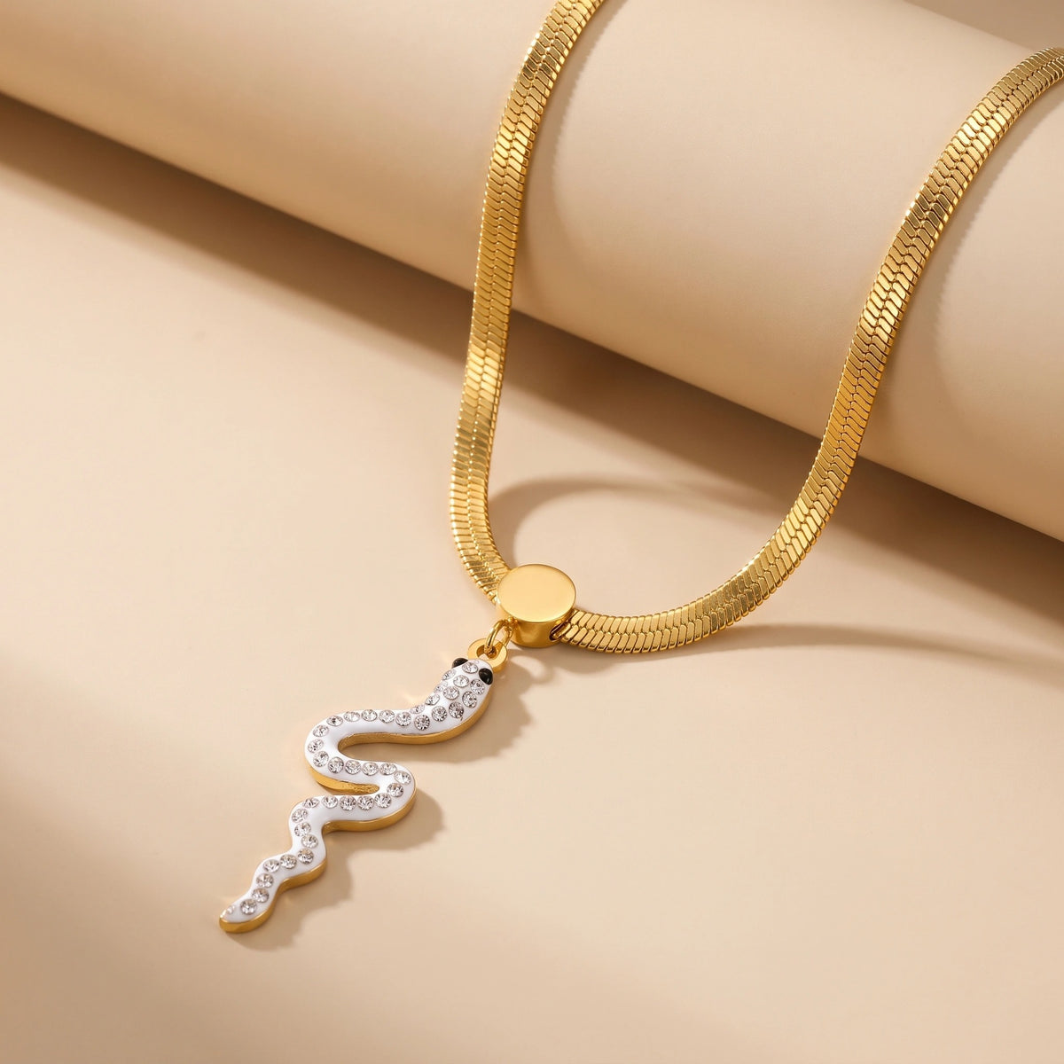 MYKI Anti-Tarnish Snake Pendant Gold Choker Necklace (MK943G-SSYI)