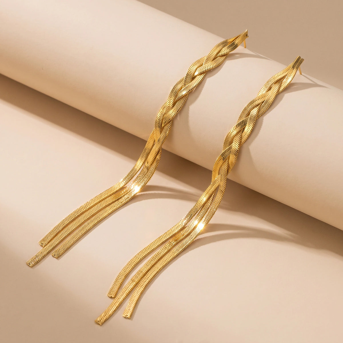 MYKI Braided Chain Long Anti-Tarnish Earrings (MKERCH943-SSYI)