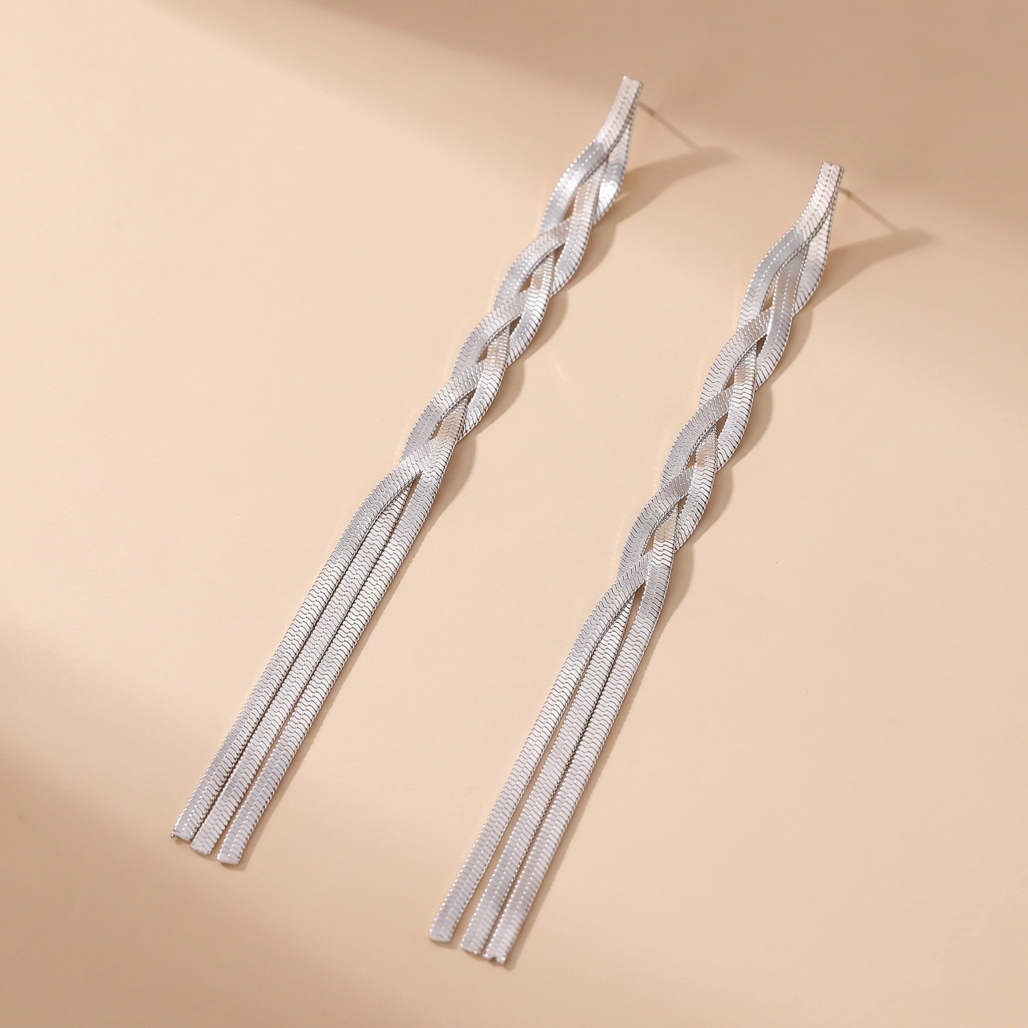 MYKI Braided Chain Long Anti-Tarnish Earrings (MKERCH943-SSYI)