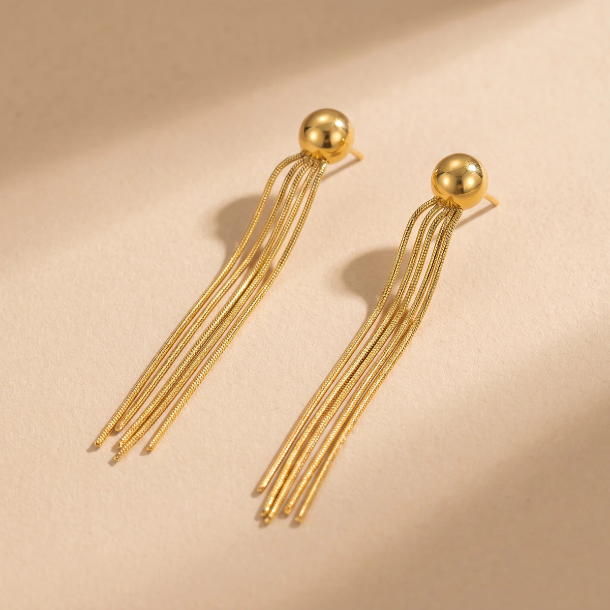 MYKI Gold Plated Multi-Chain Fringe Anti-Tarnish Dangle Earrings (MKERCH945G-SSYI)