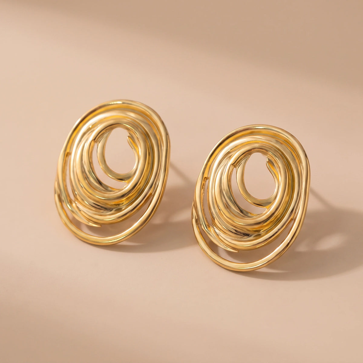 MYKI Gold Plated Abstract Loop Anti-Tarnish Statement Earrings (MKERCH948G-SSYI)