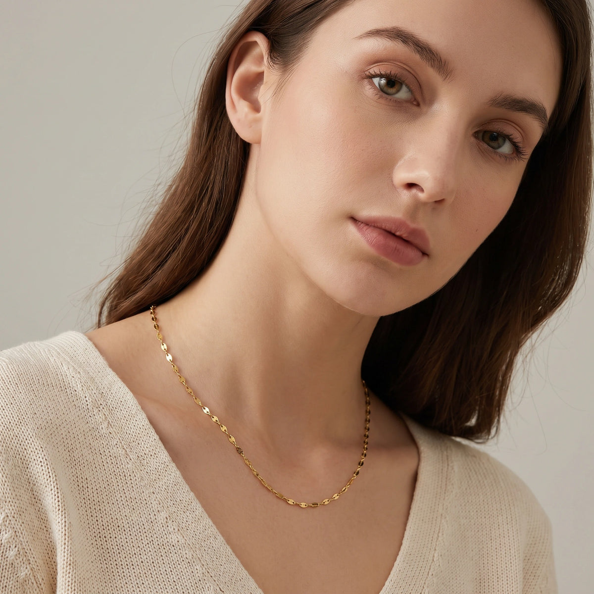 MYKI Anti-Tarnish Minimal Gold Link Chain Necklace (MK949G-SSYI)