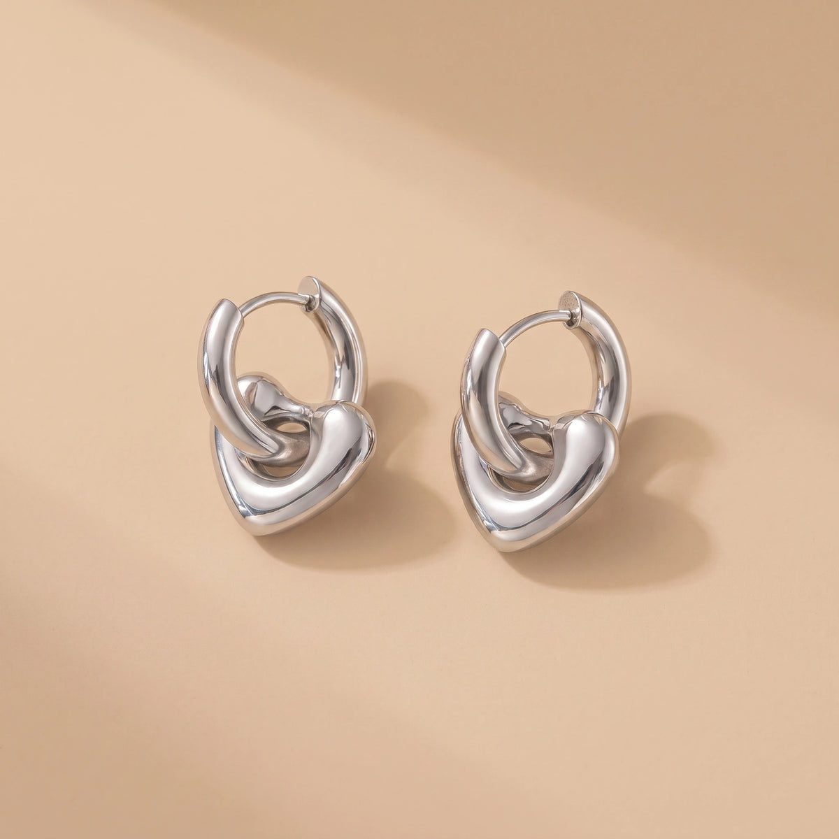 MYKI Heart Charm Anti-Tarnish Hoop Earrings (MKERCH949-SSYI)