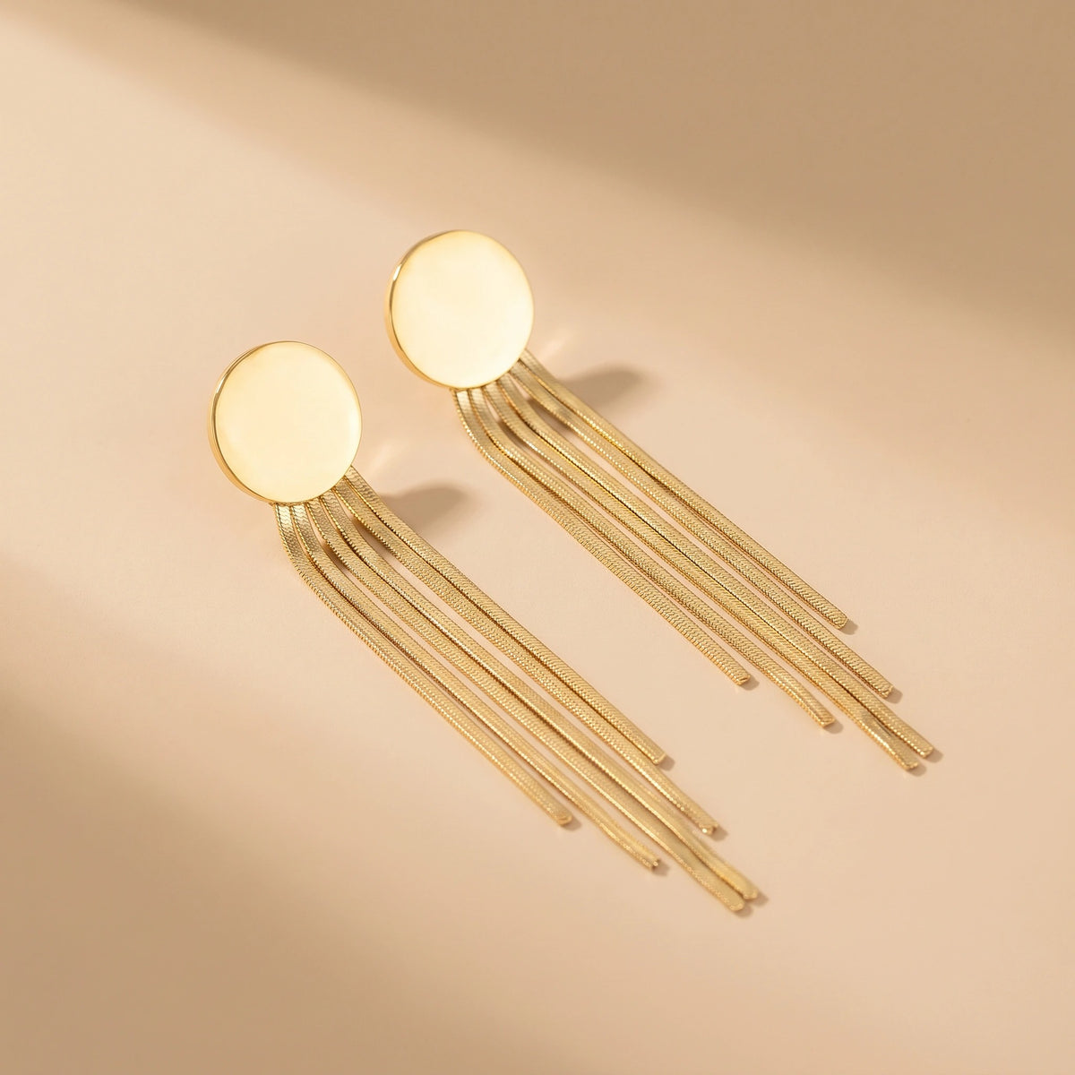 MYKI Gold Plated Long Tassel Anti-Tarnish Drop Earrings (MKERCH950G-SSYI)