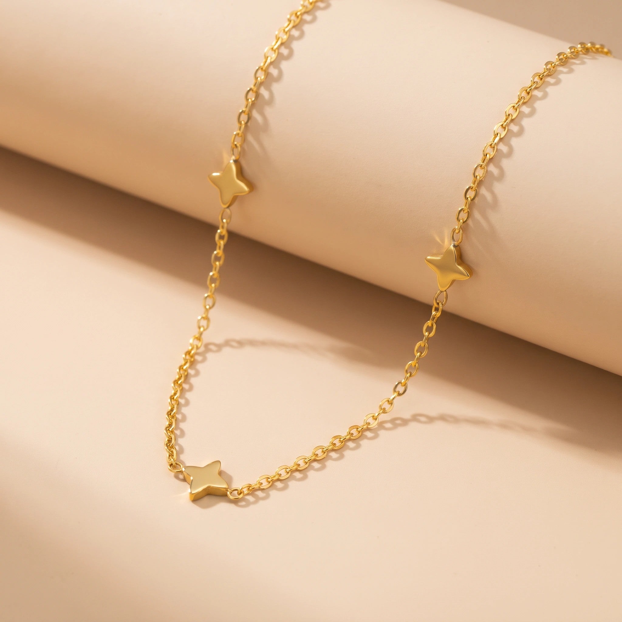MYKI Anti-Tarnish Gold Clover Minimal Necklace (MK951G-SSYI)