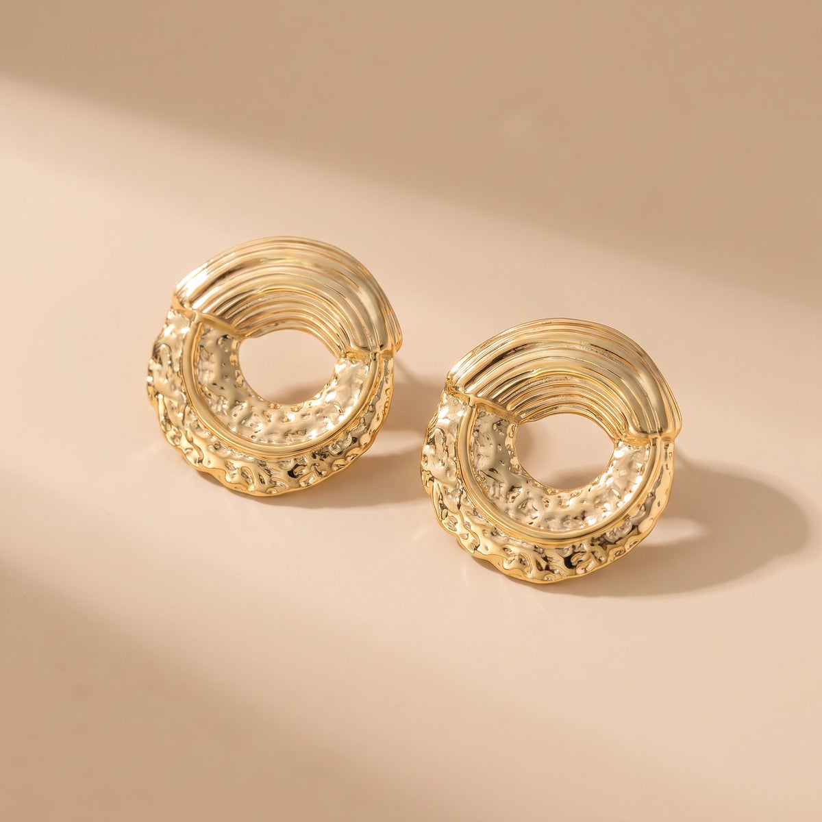 MYKI Textured Round Anti-Tarnish Stud Earrings (MKERCH952-SSYI)