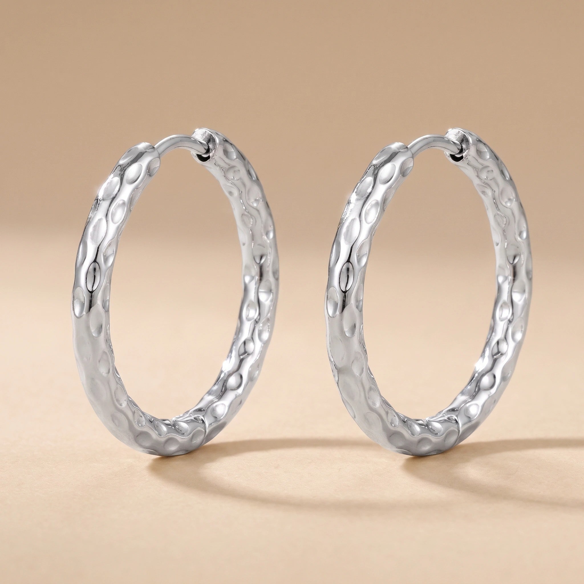 MYKI Dotted Texture Anti-Tarnish Hoop Earrings (MKERCH954-SSYI)