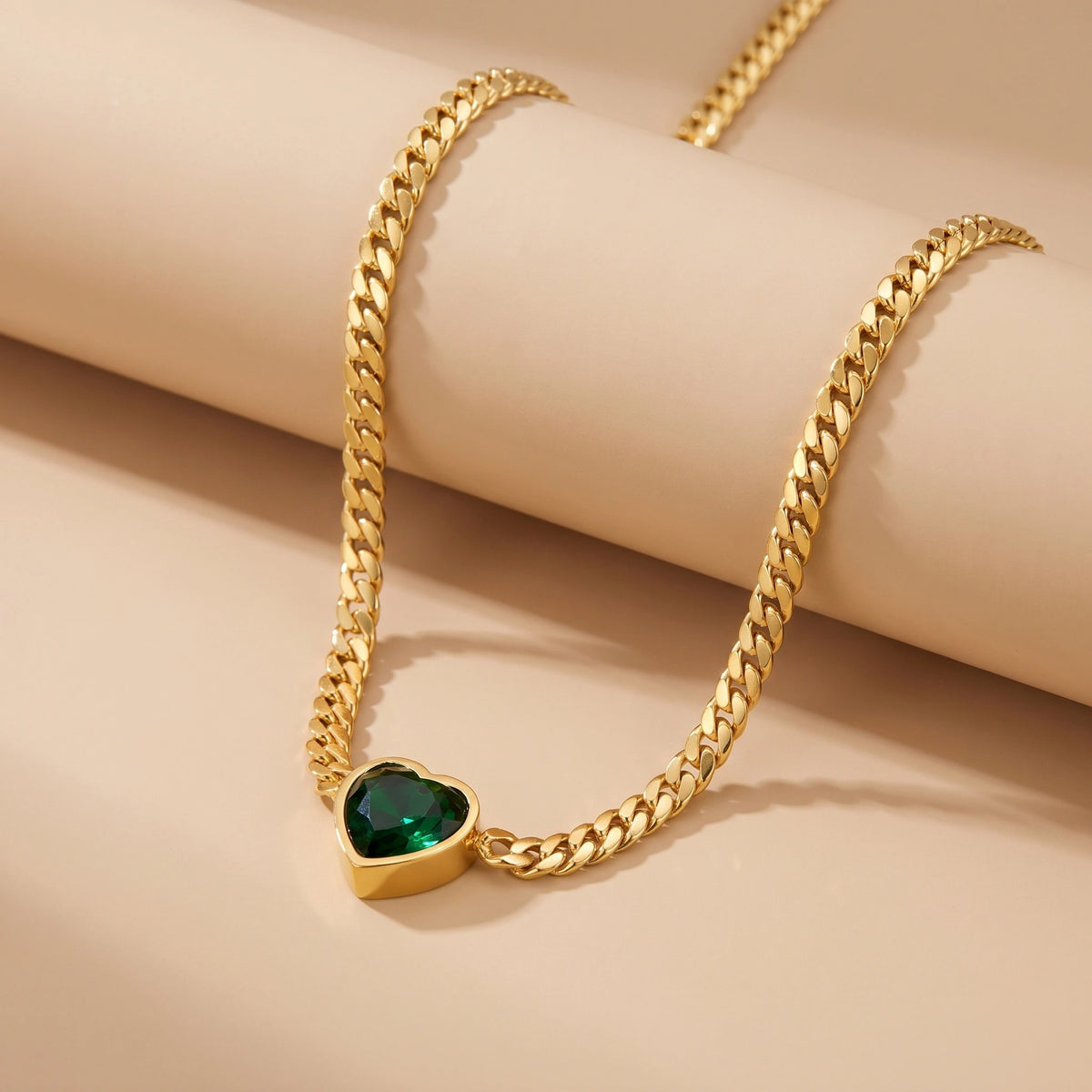 MYKI Anti-Tarnish Heart Stone Gold Necklace (MK955G-SSYI)