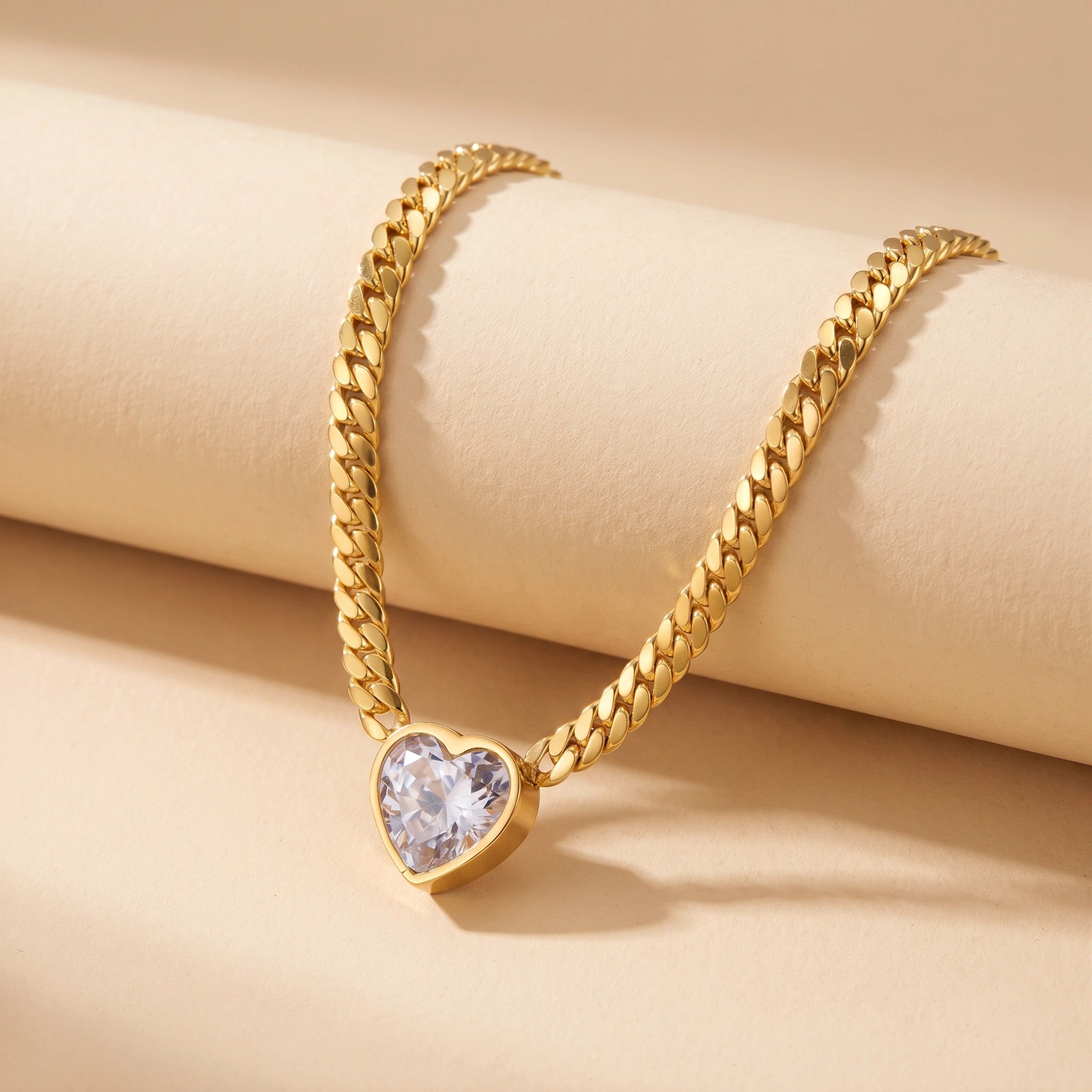 MYKI Anti-Tarnish Heart Stone Gold Necklace (MK955G-SSYI)